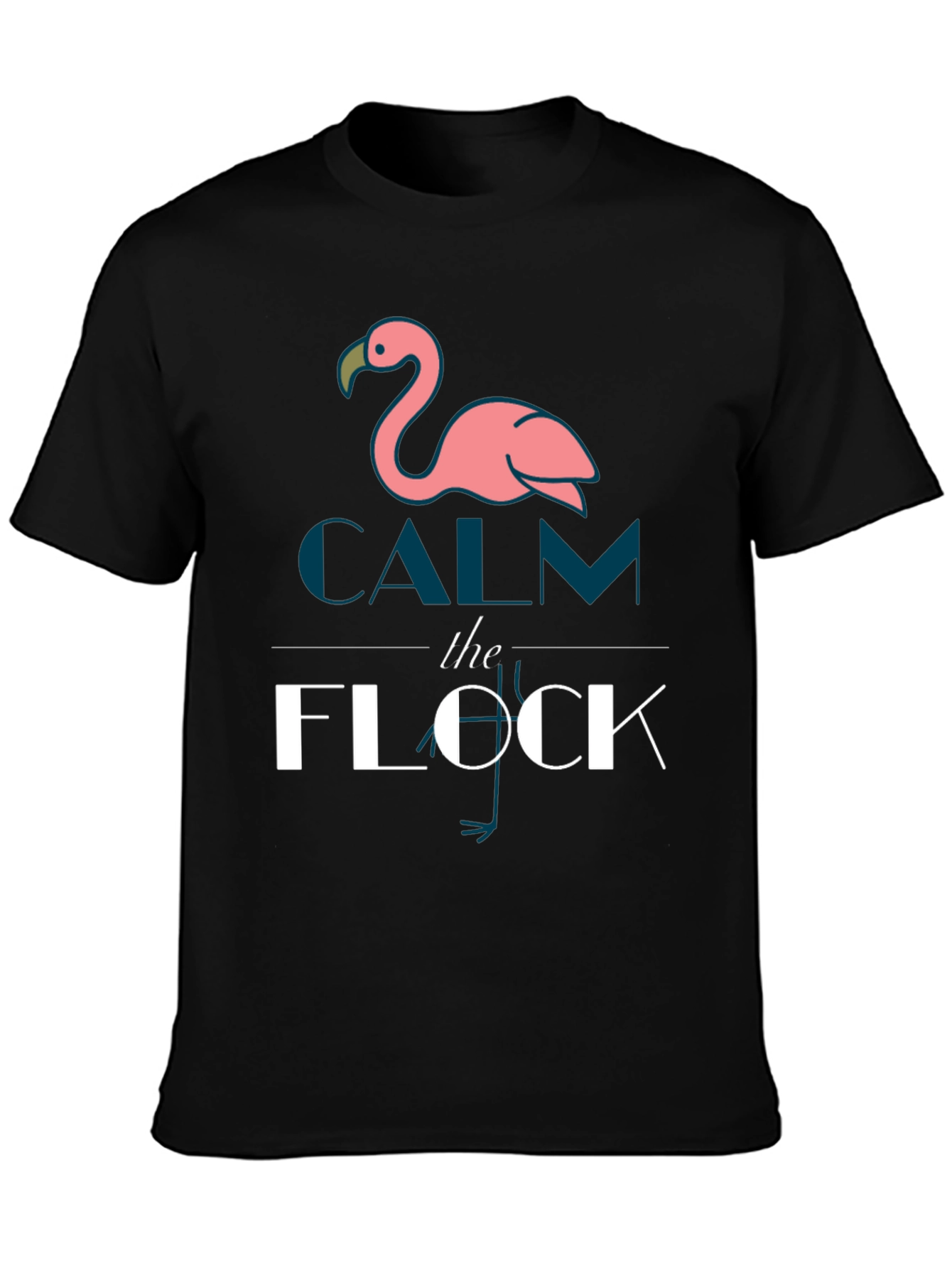 Black Calm The Flock Flamingo Graphic T-Shirt view 3