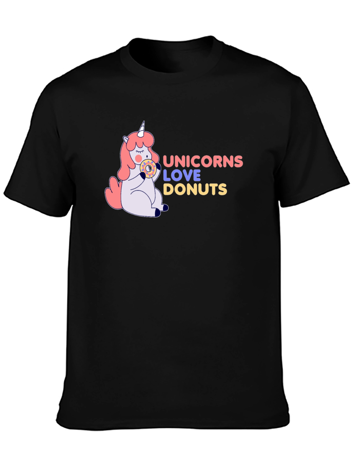 Black Unicorns Love Donuts Graphic T-Shirt view 3