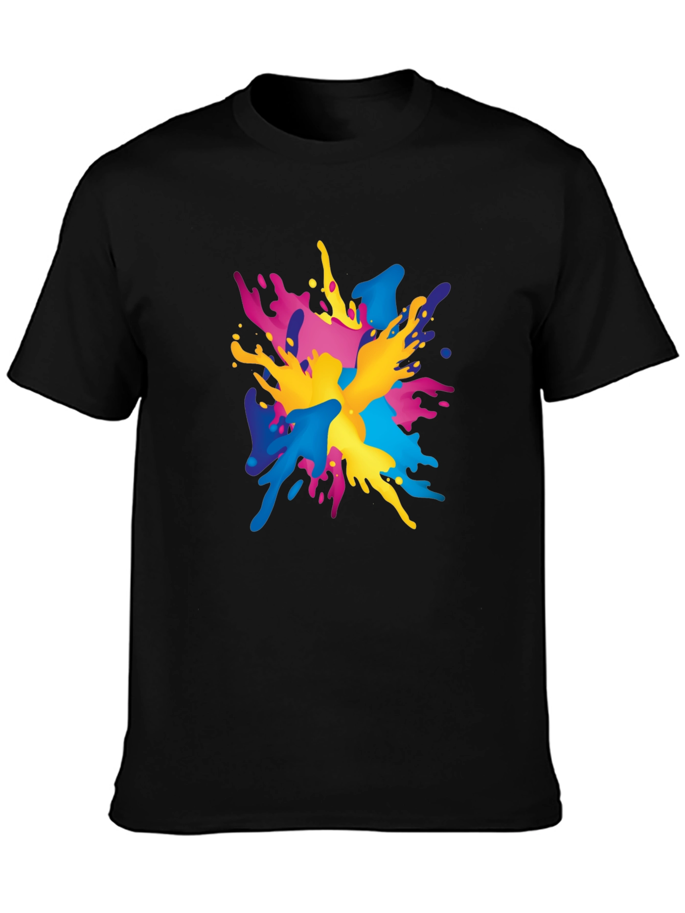 Black Colorful Splash Graphic Print Black T-Shirt view 3