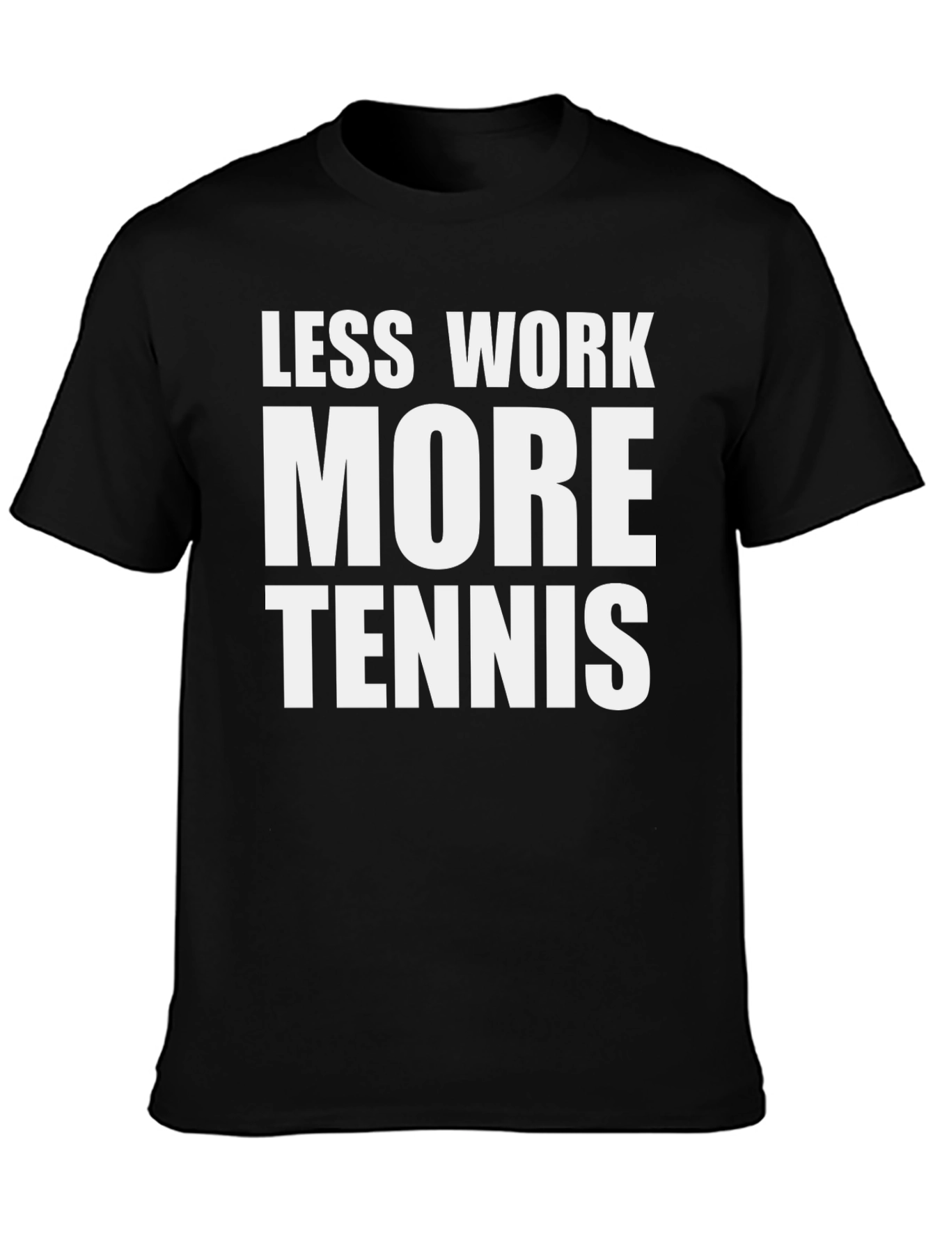 Black Less Work More Tennis Graphic Tee view 3