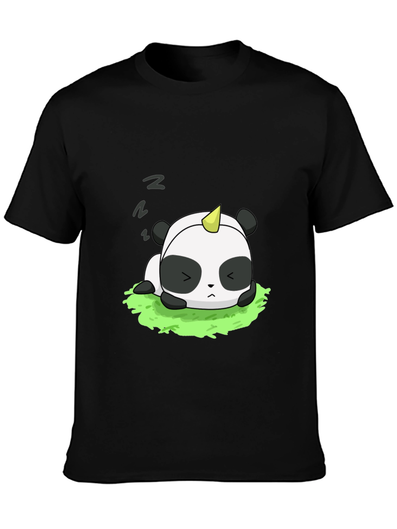 Black Cute Panda Unicorn Black T-Shirt view 3