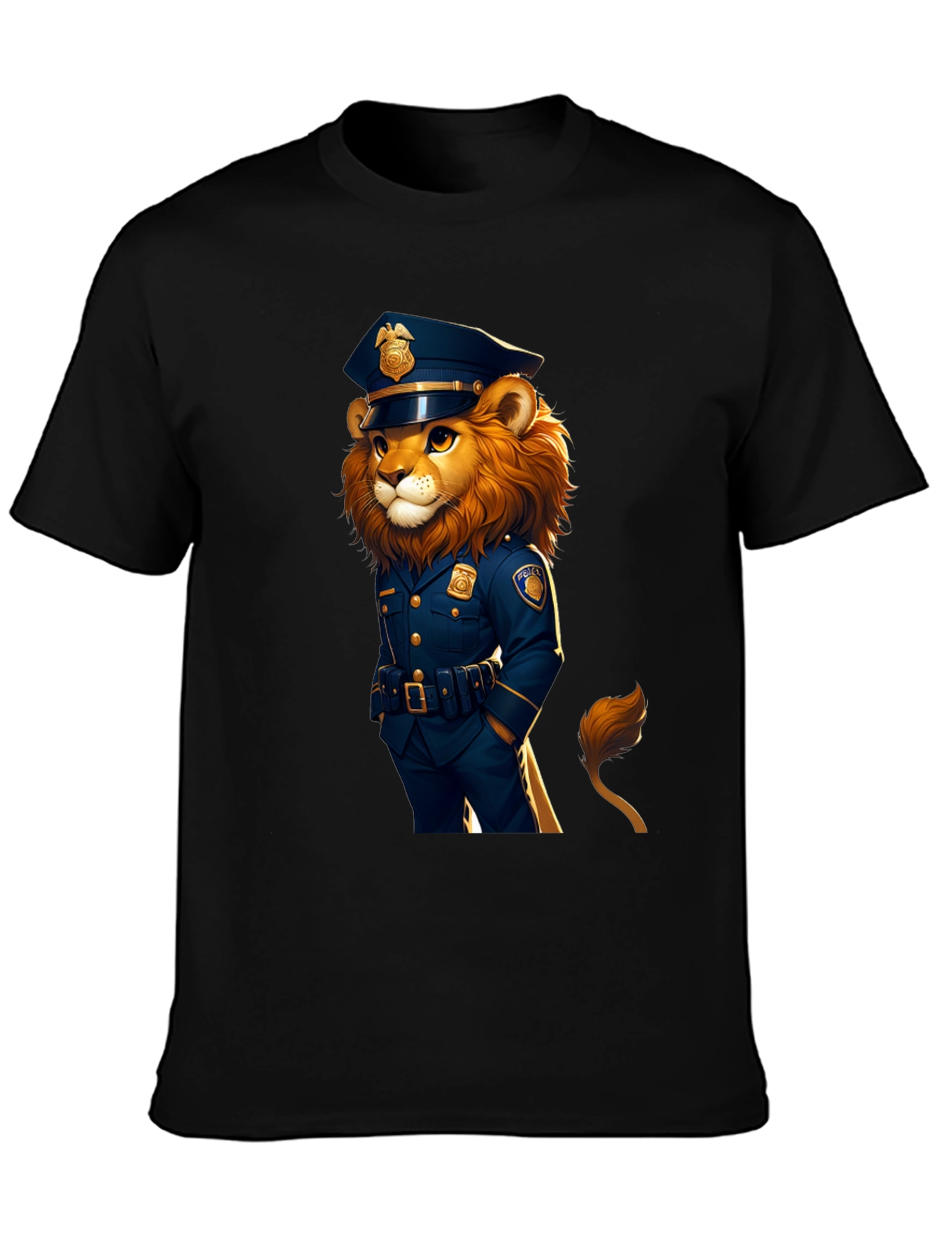 Black Lion Police Officer Graphic Tee view 3