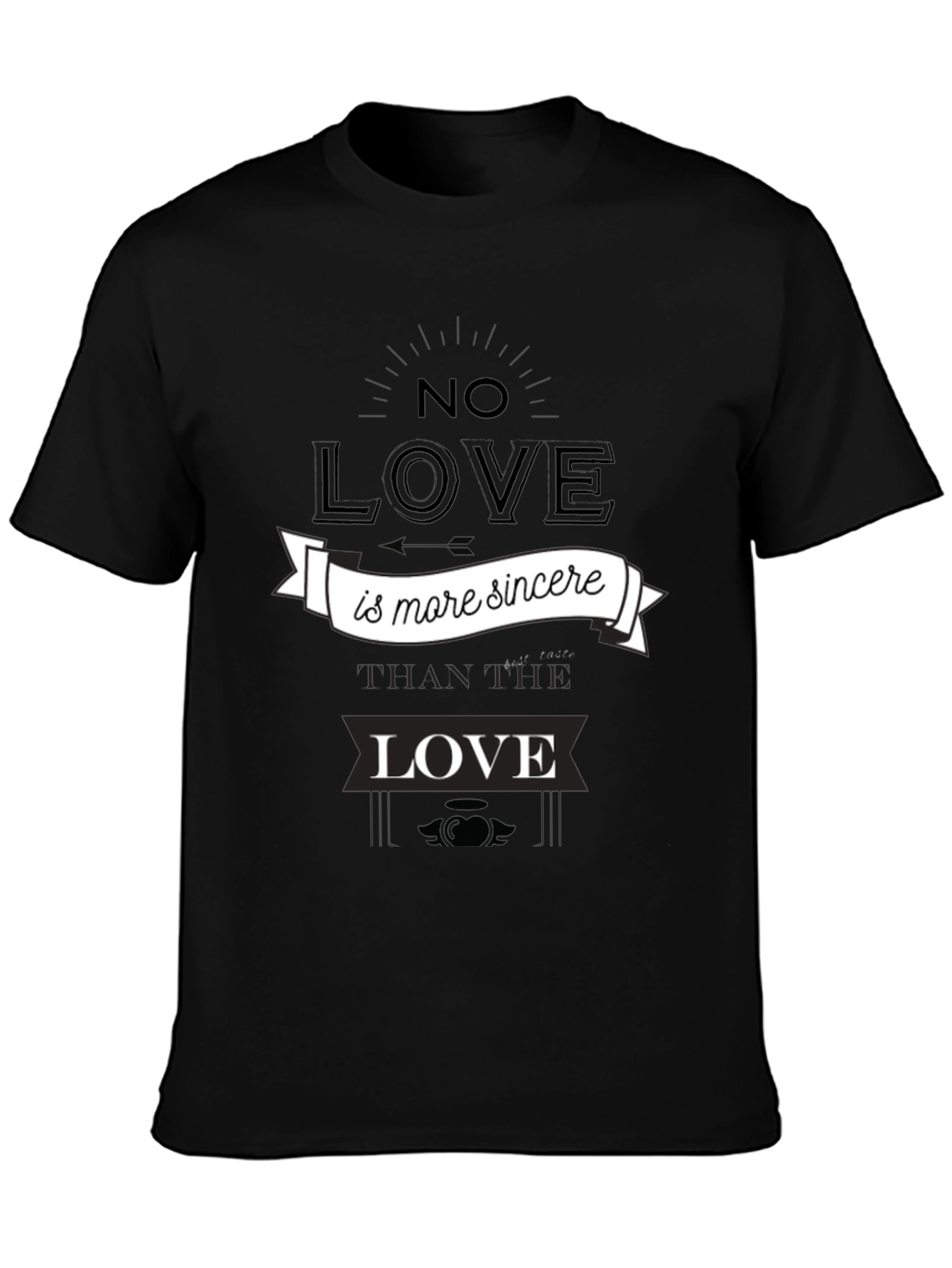 Black Sincere Love Graphic Tee - Black Cotton T-Shirt view 3