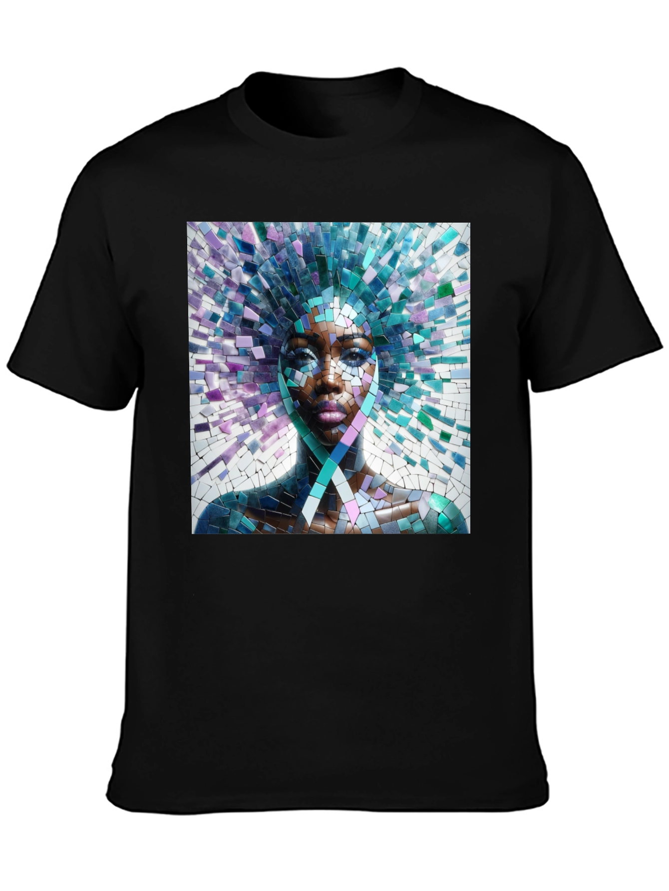 Black Mosaic Woman Graphic Tee - Stylish Unisex T-Shirt view 3