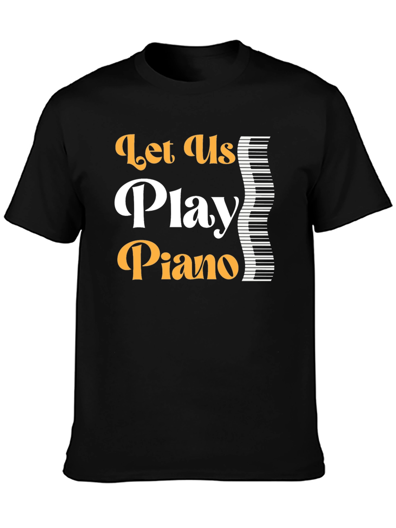 Black Let's Play Piano Graphic T-Shirt view 3
