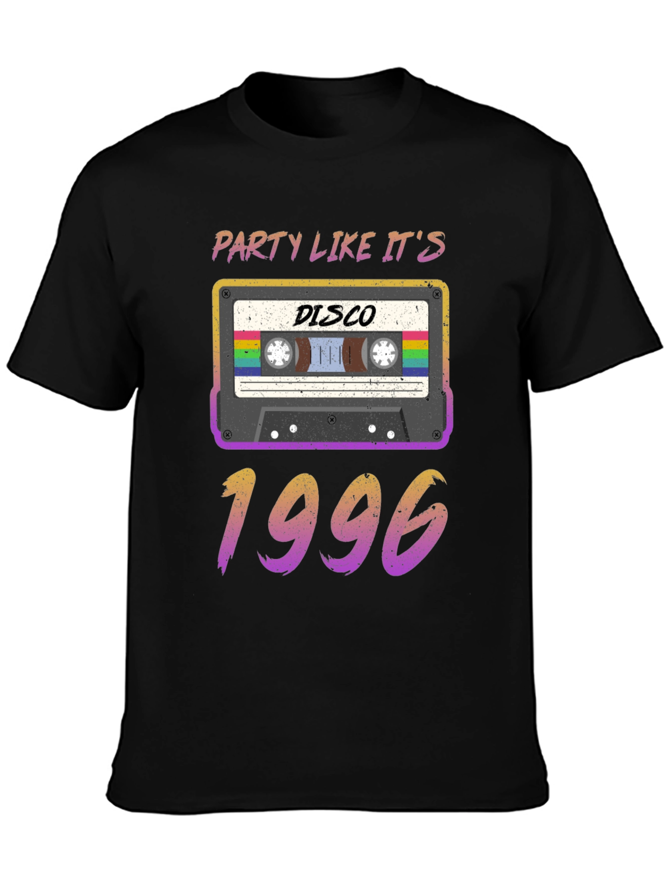 Black Party Like It's 1996 Disco Cassette Tape T-Shirt view 3