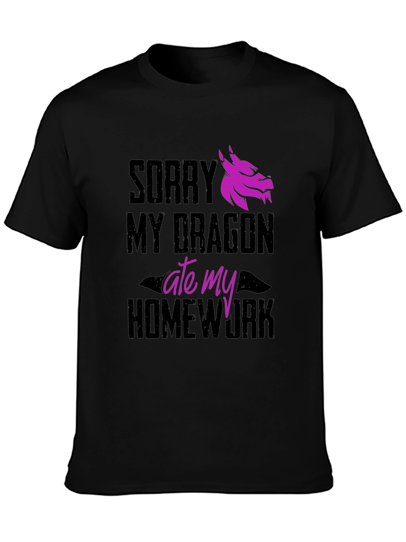 Black Dragon Ate My Homework Funny Graphic Tee view 3