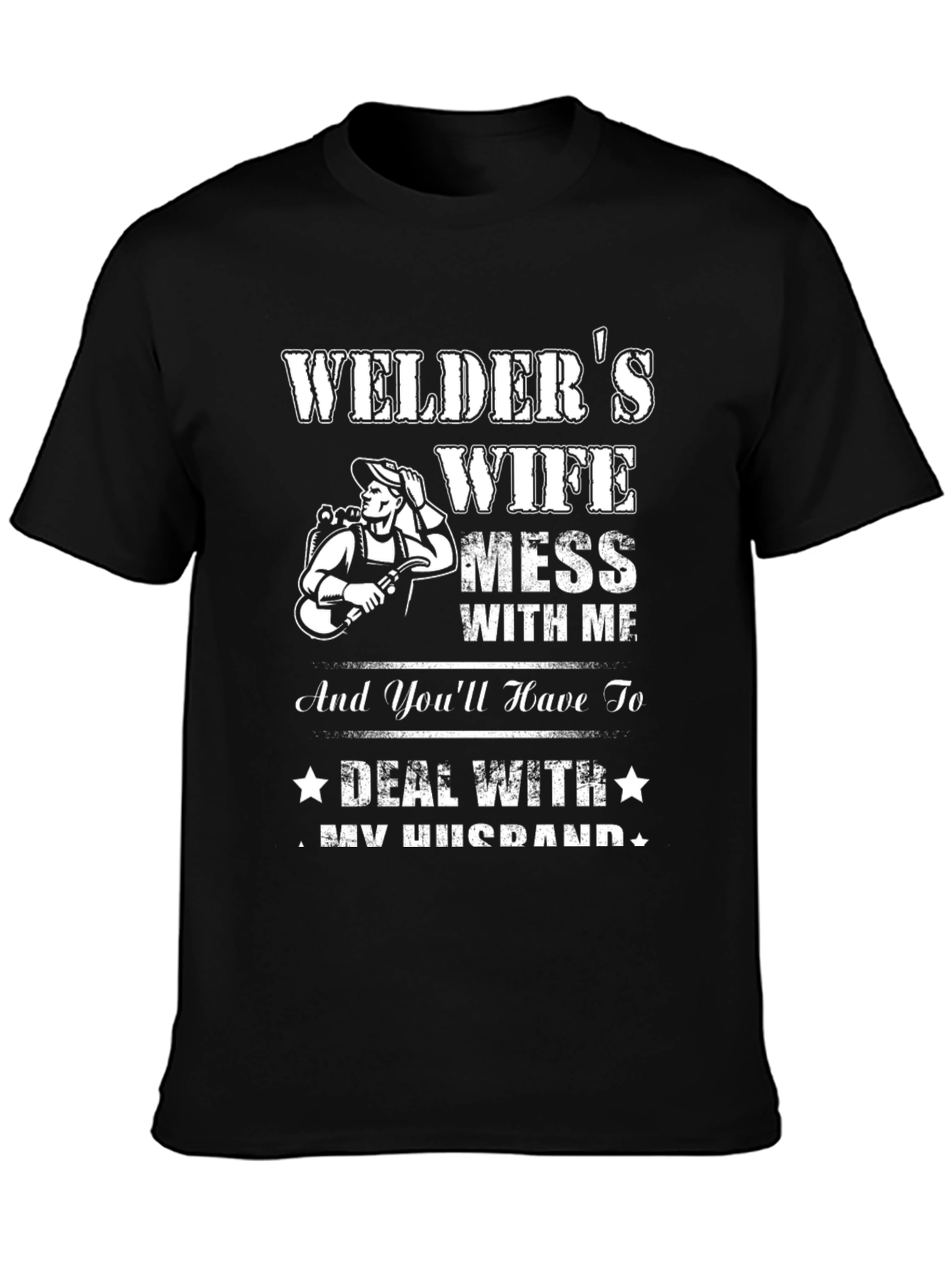 Black Welder's Wife Graphic Tee - Black Cotton Blend T-Shirt view 3