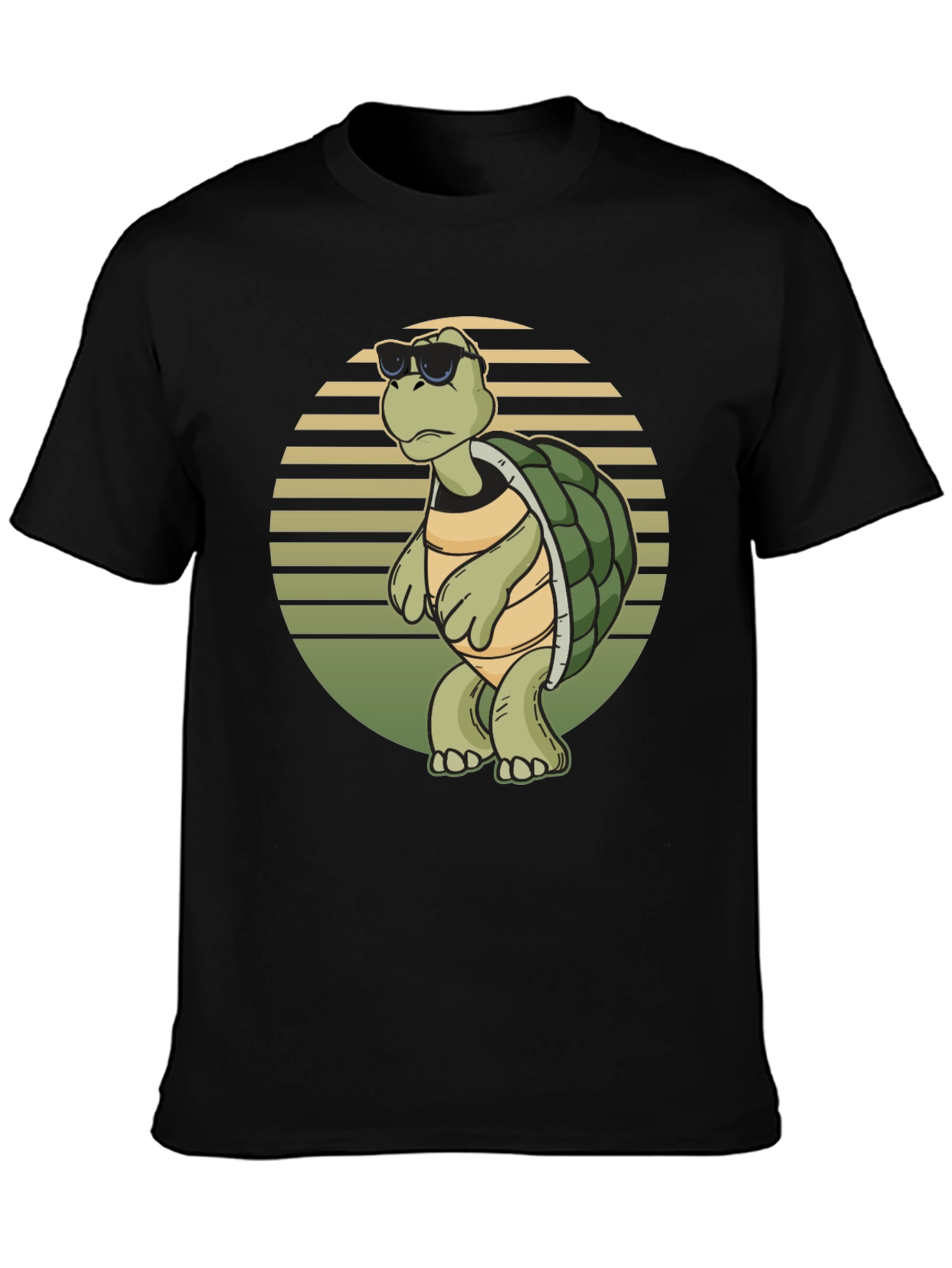 Black Cool Turtle Graphic Tee - Black Cotton Shirt view 3