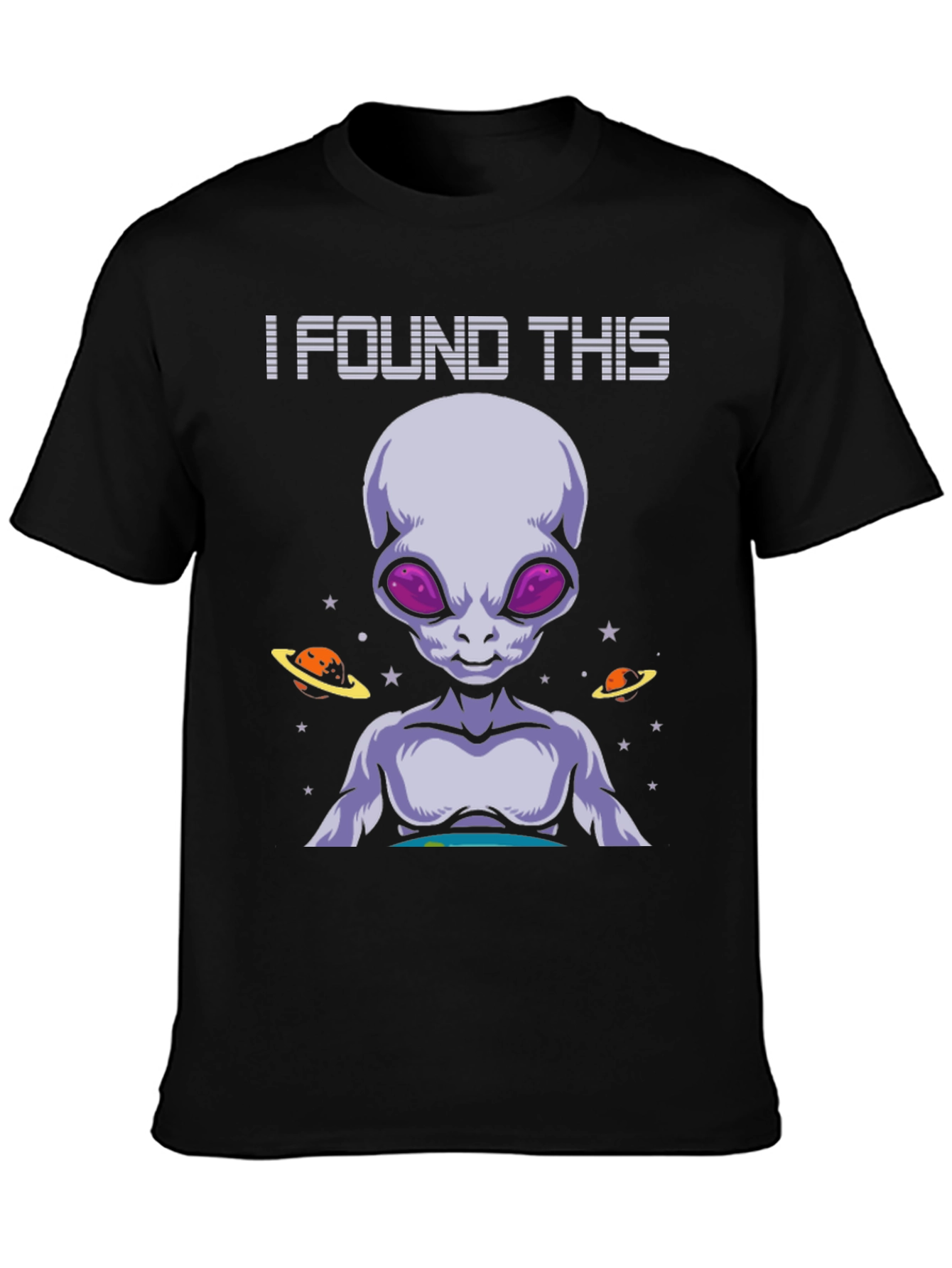 Black I Found This Alien Graphic Tee - Black Cotton T-Shirt view 3