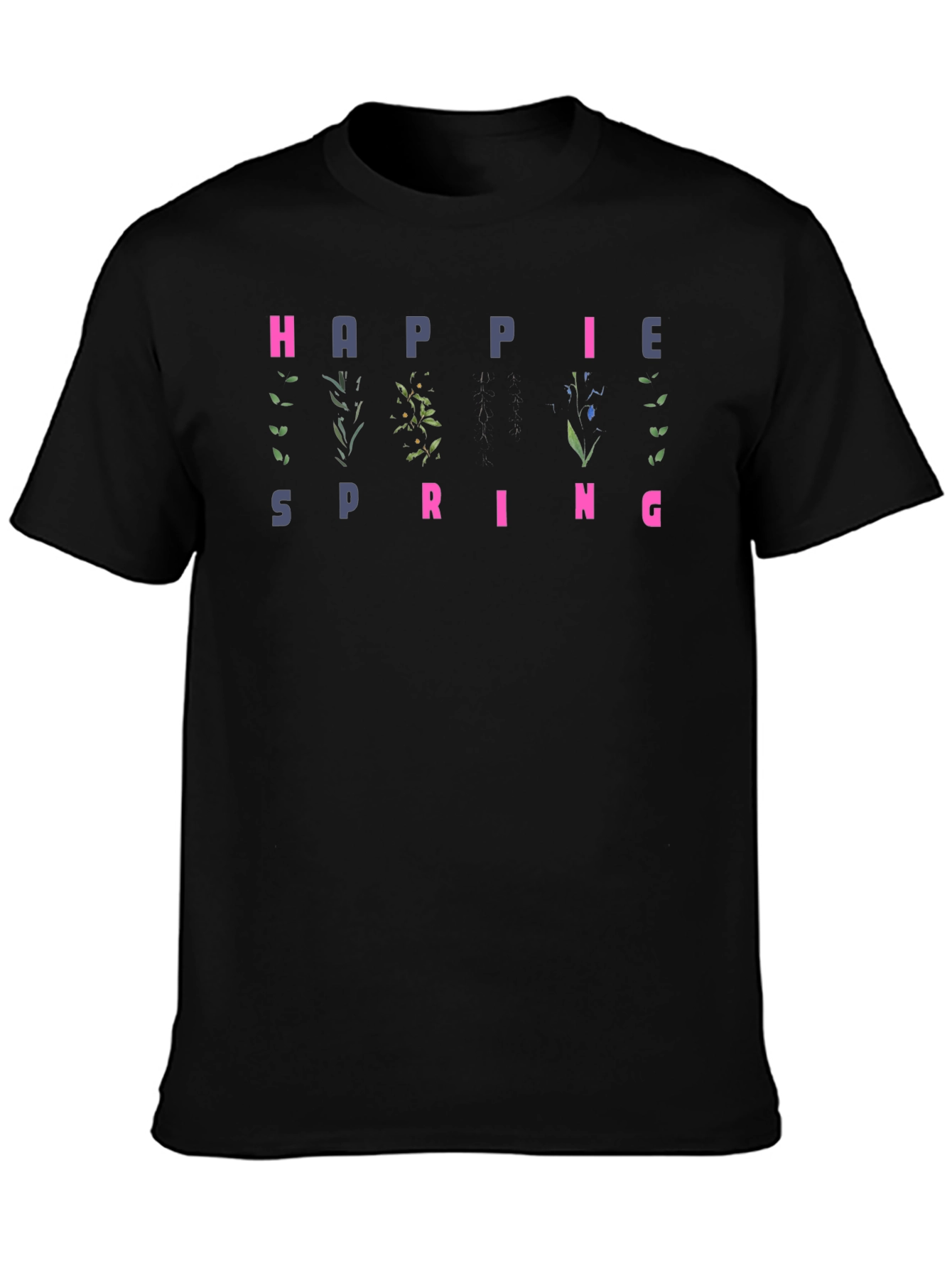 Black Hippie Spring Graphic T-Shirt view 3