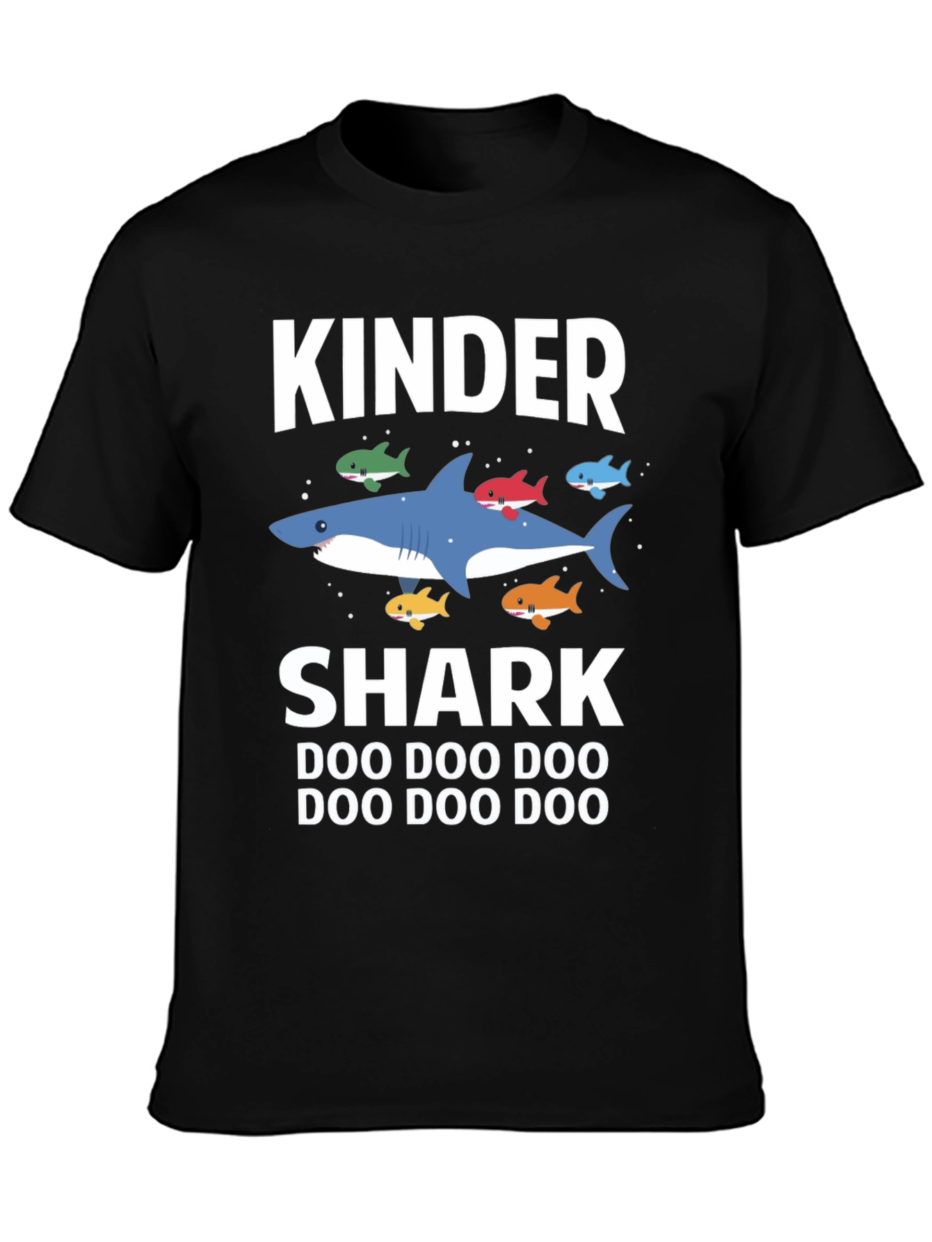 Black Kinder Shark Doo Doo Doo T-Shirt view 3
