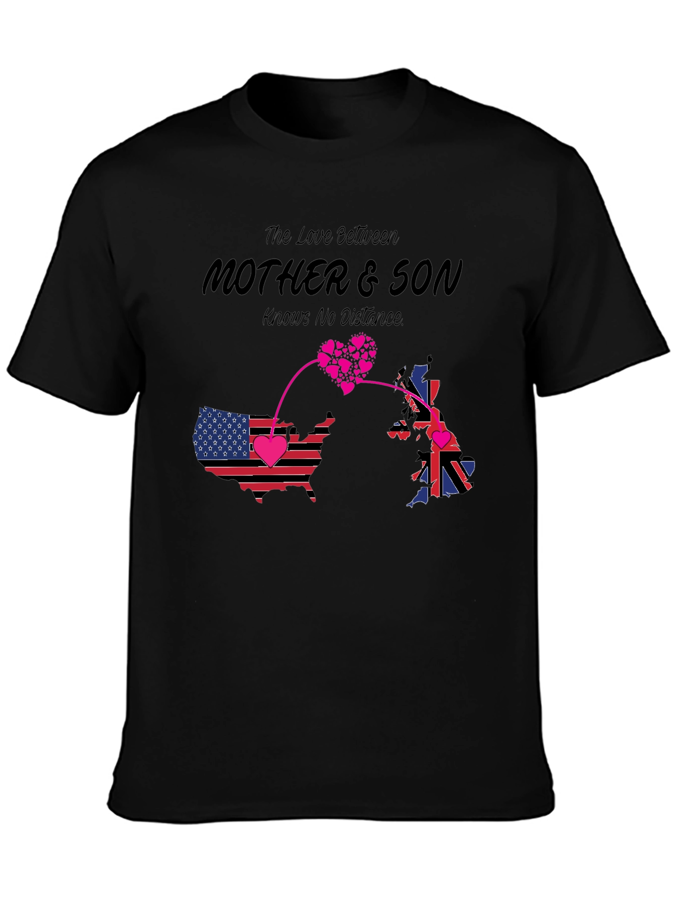 Black Mother & Son Distance Love T-Shirt view 3