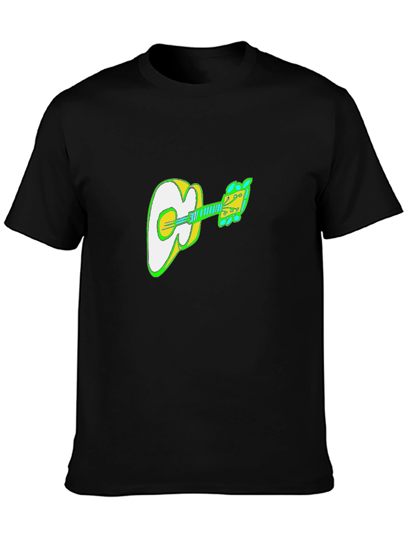 Black Guitar Graphic Black T-Shirt view 3