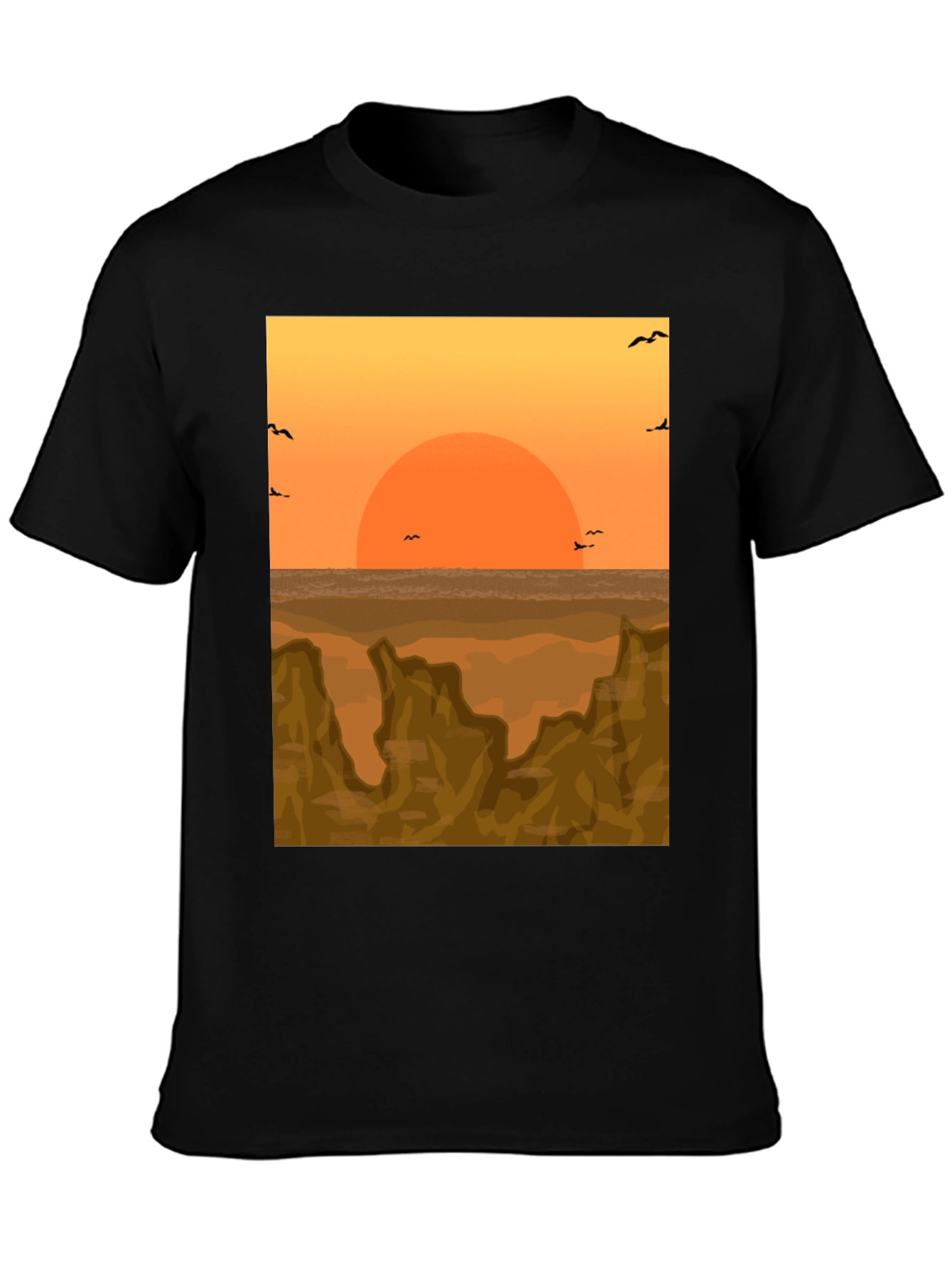 Black Sunset Landscape Graphic Tee view 3