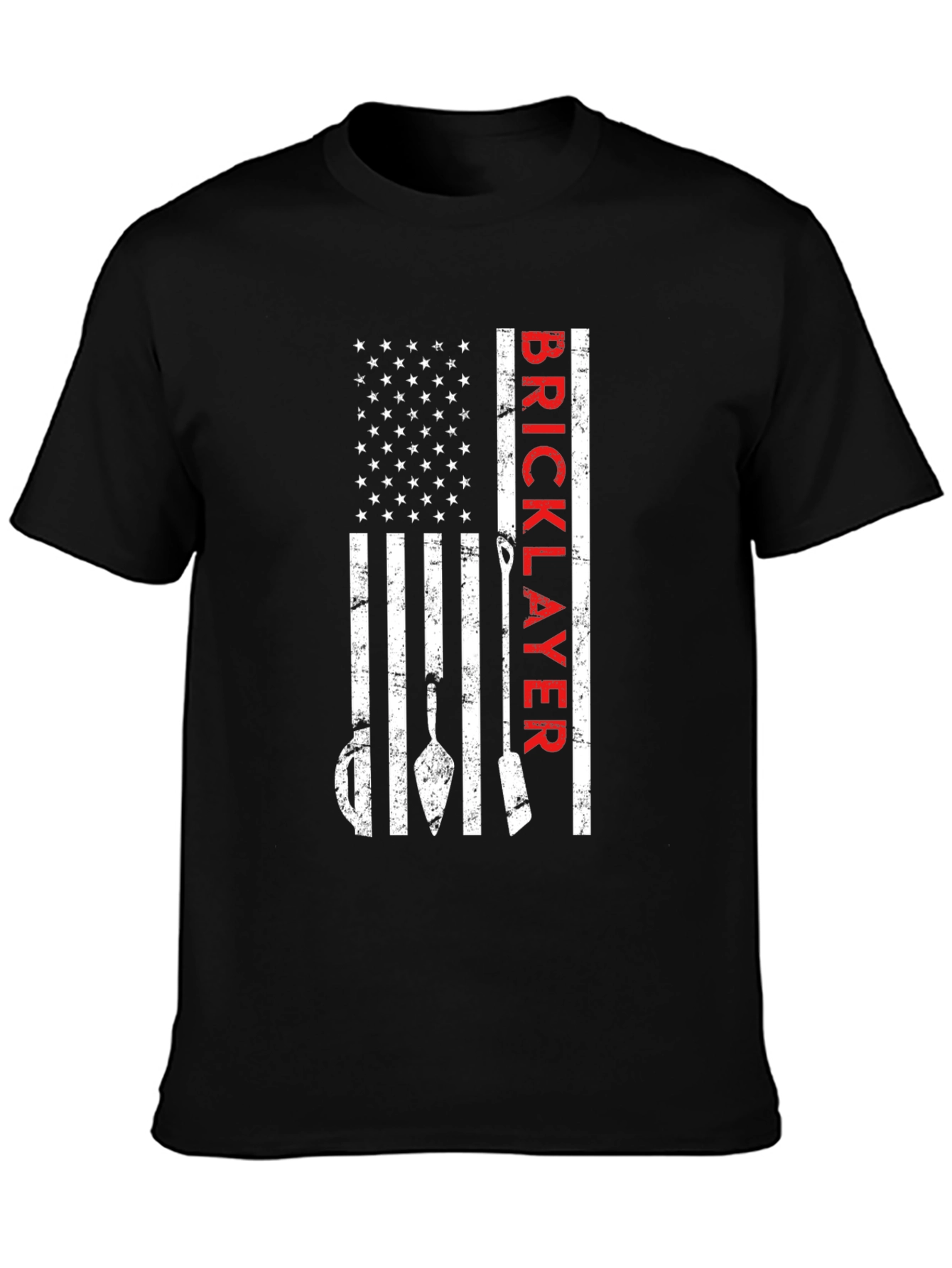 Black Bricklayer USA Flag T-Shirt - Patriotic Construction Tee view 3