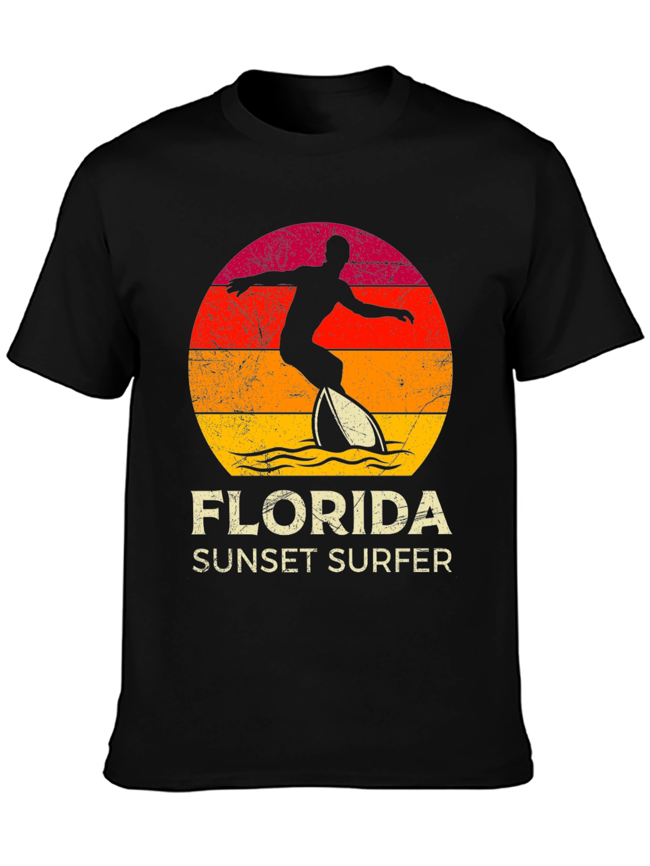 Black Florida Sunset Surfer Graphic Tee view 3