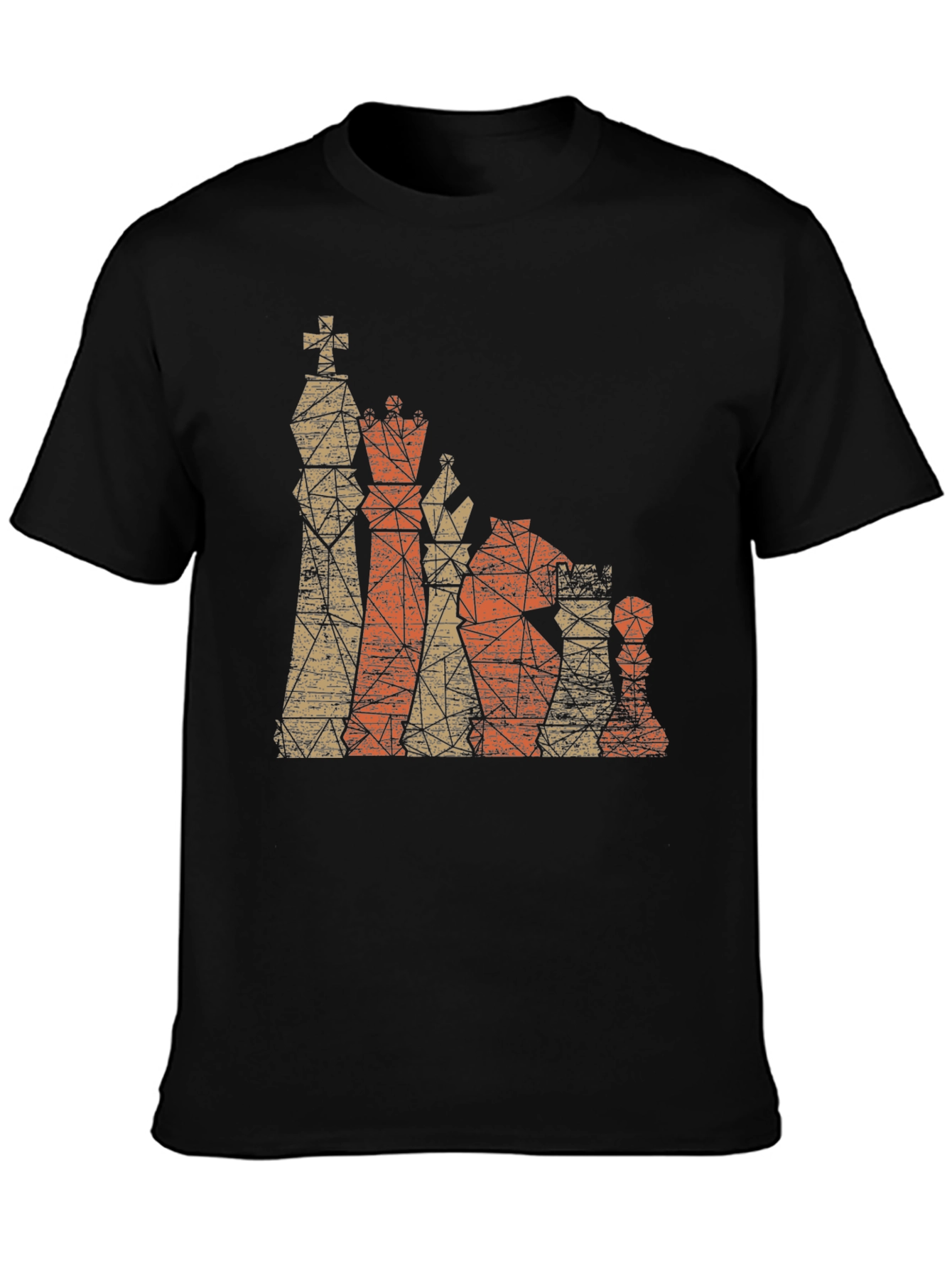 Black Geometric Chess Piece Graphic T-Shirt view 3