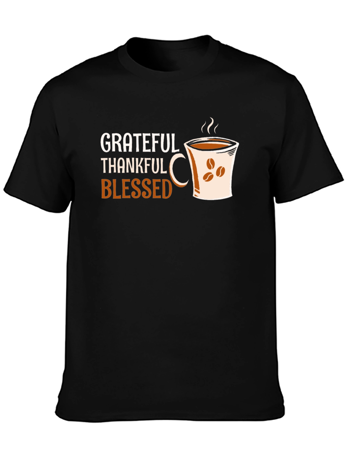 Black Grateful Thankful Blessed Coffee Cup T-Shirt view 3