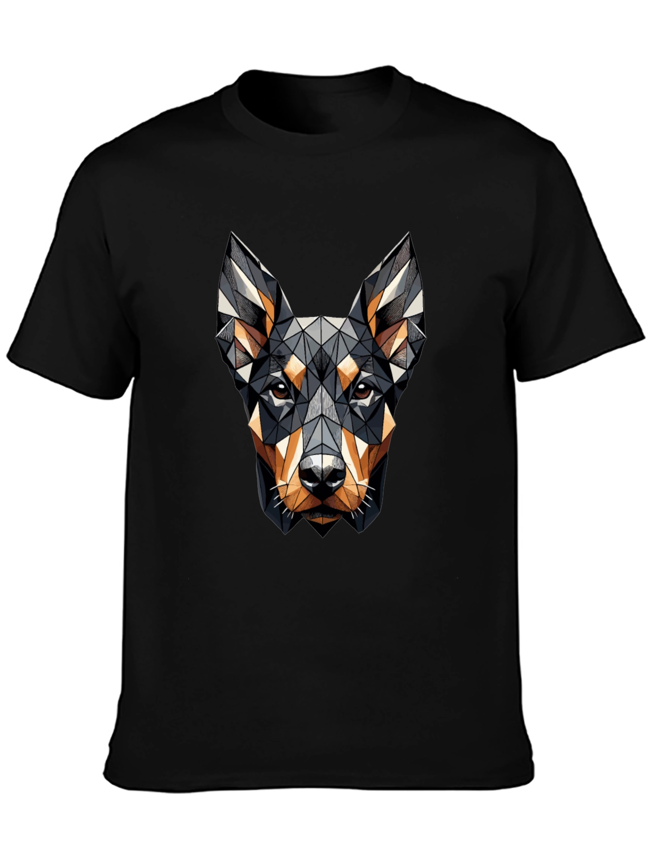Black Geometric Dog Head Graphic Black T-Shirt view 3
