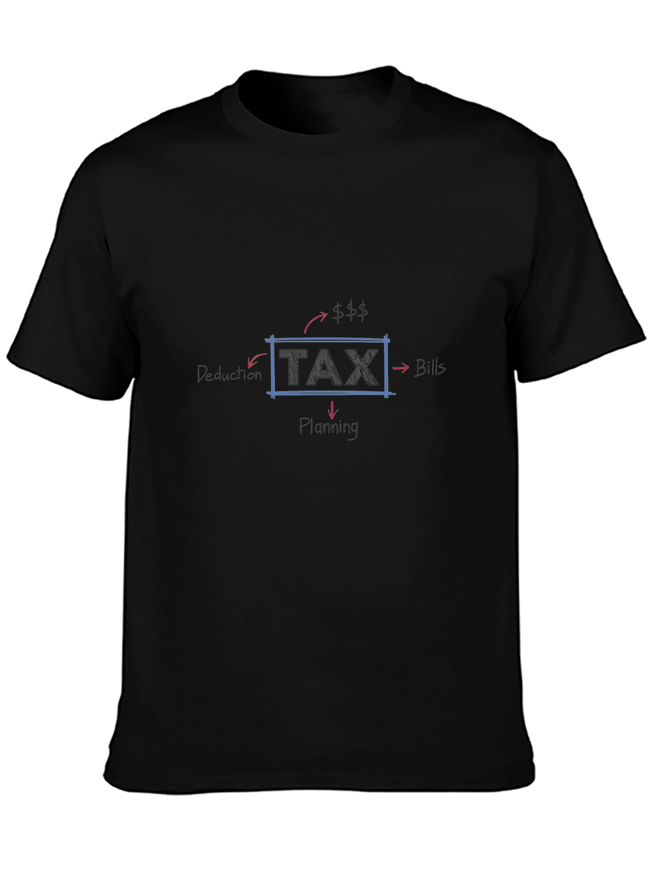 Black Tax Flowchart Black T-Shirt view 3