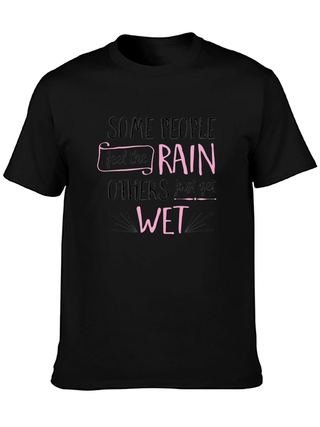 Black Rain & Wet Graphic Tee - Black Cotton T-Shirt view 3
