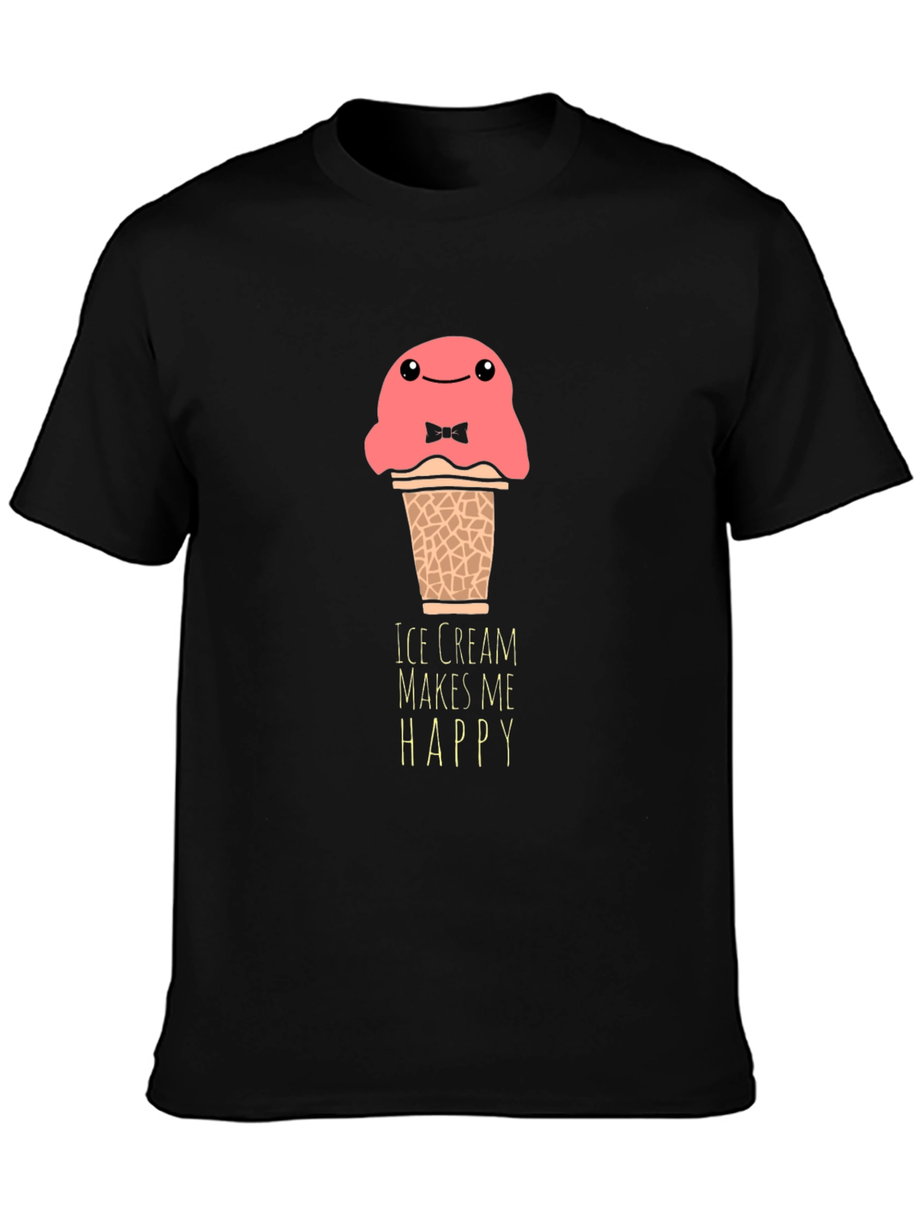 Black Ice Cream Makes Me Happy Graphic T-Shirt view 3