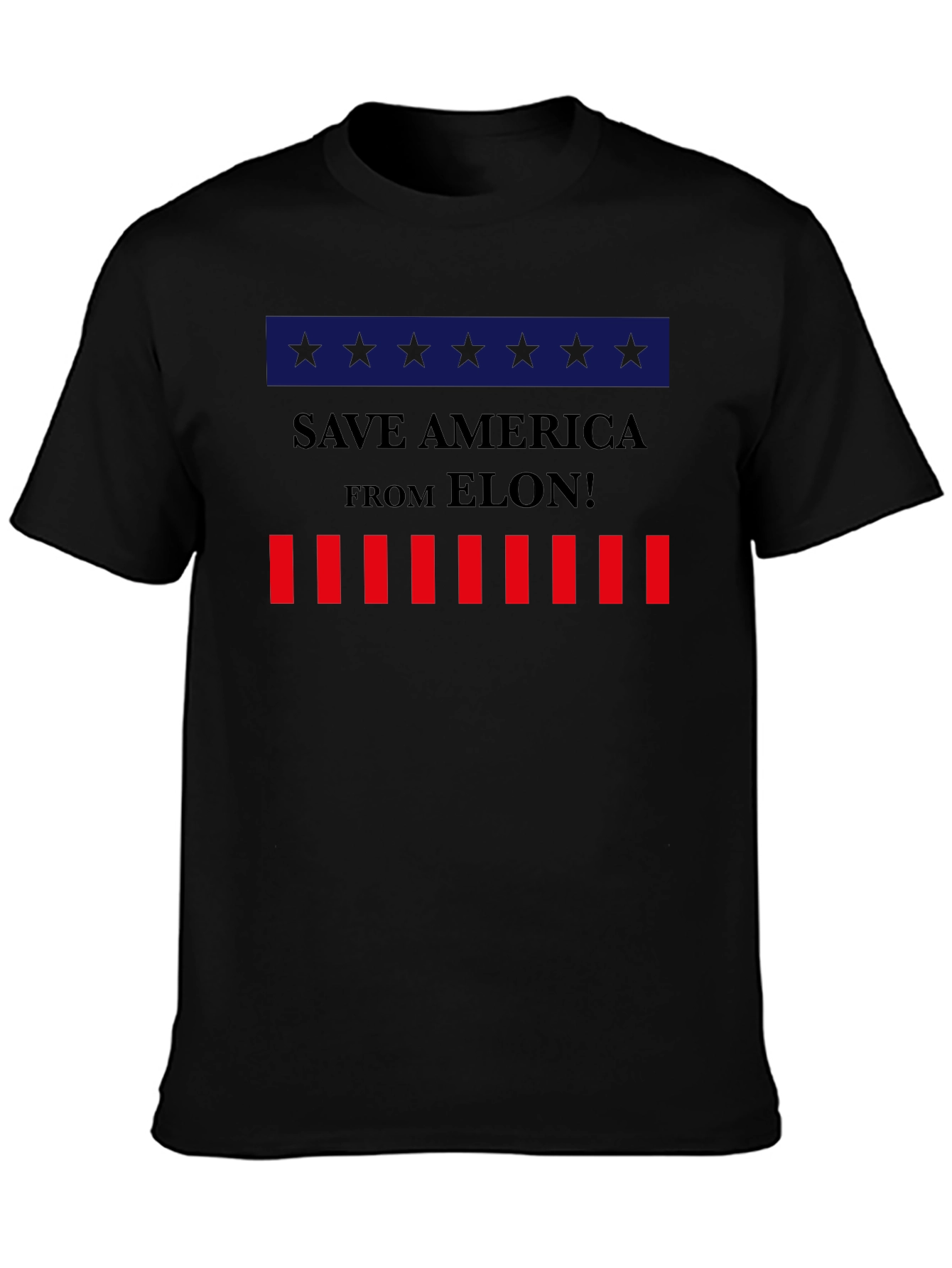 Black Save America From Elon! Graphic Tee view 3