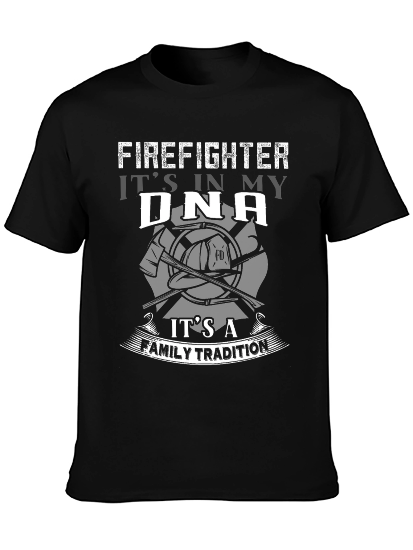 Black Firefighter DNA Family Tradition Graphic T-Shirt view 3