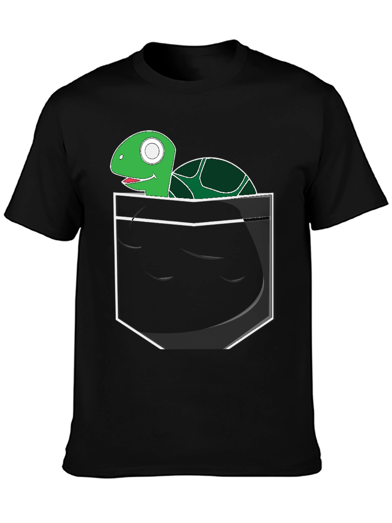 Black Turtle in Pocket Graphic Tee - Novelty Shirt view 3