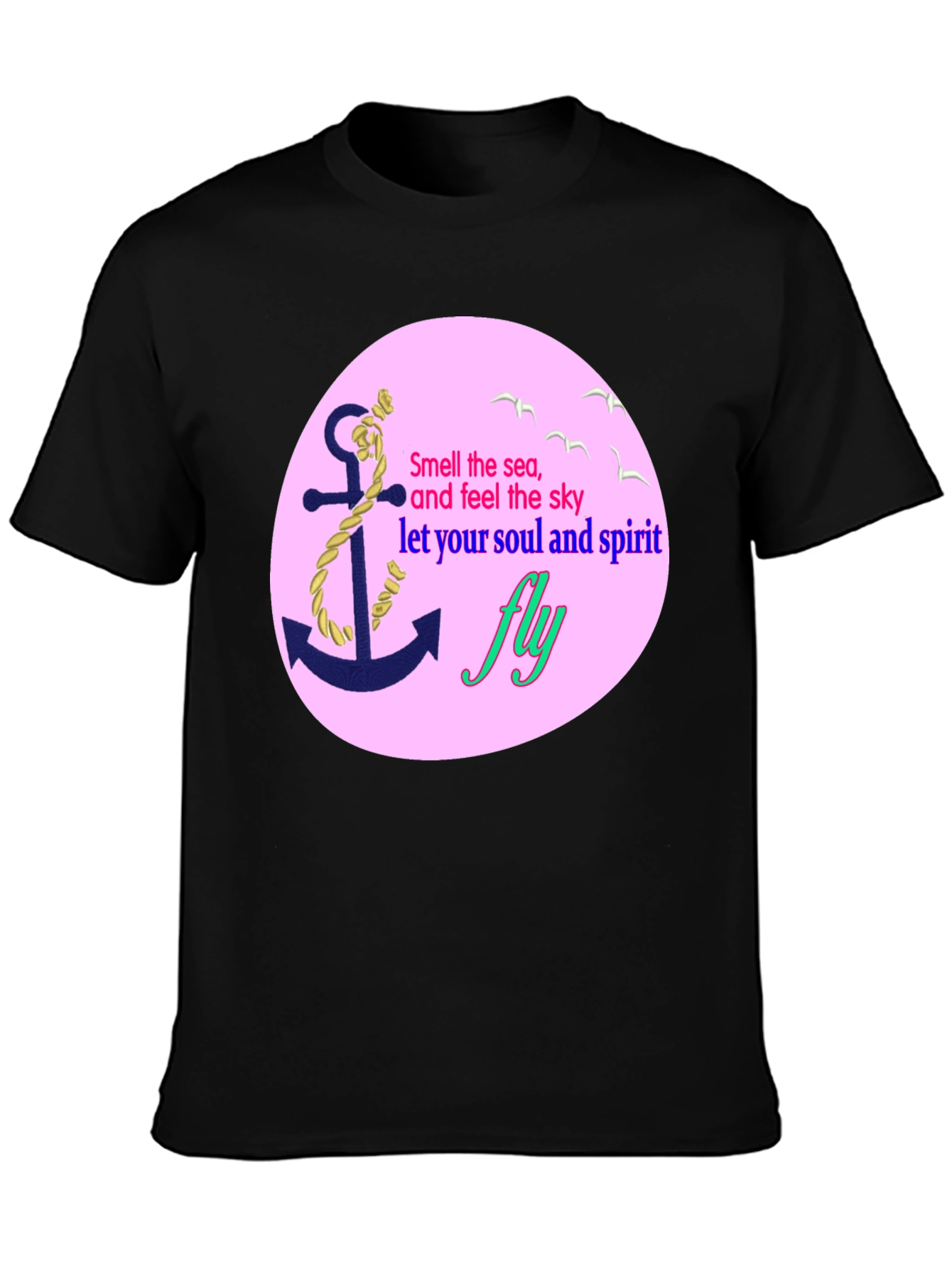 Black Nautical Dreamer Tee - Anchor & Sea Inspired Design view 3