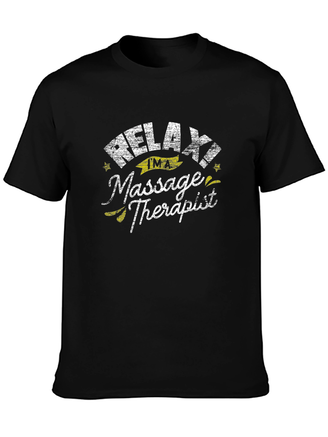 Black Relax I'm A Massage Therapist Black T-Shirt view 3