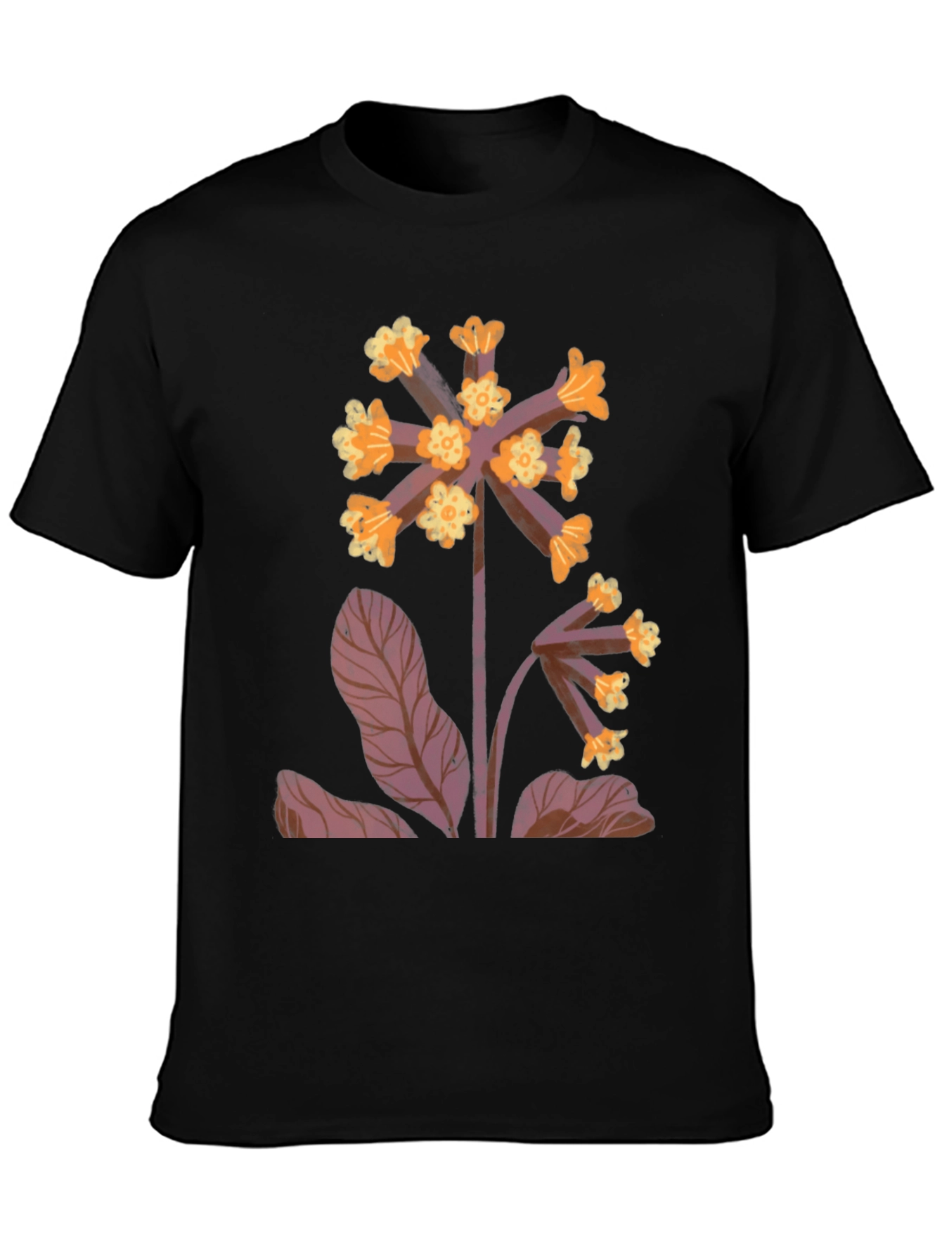 Black Floral Print Black T-Shirt view 3