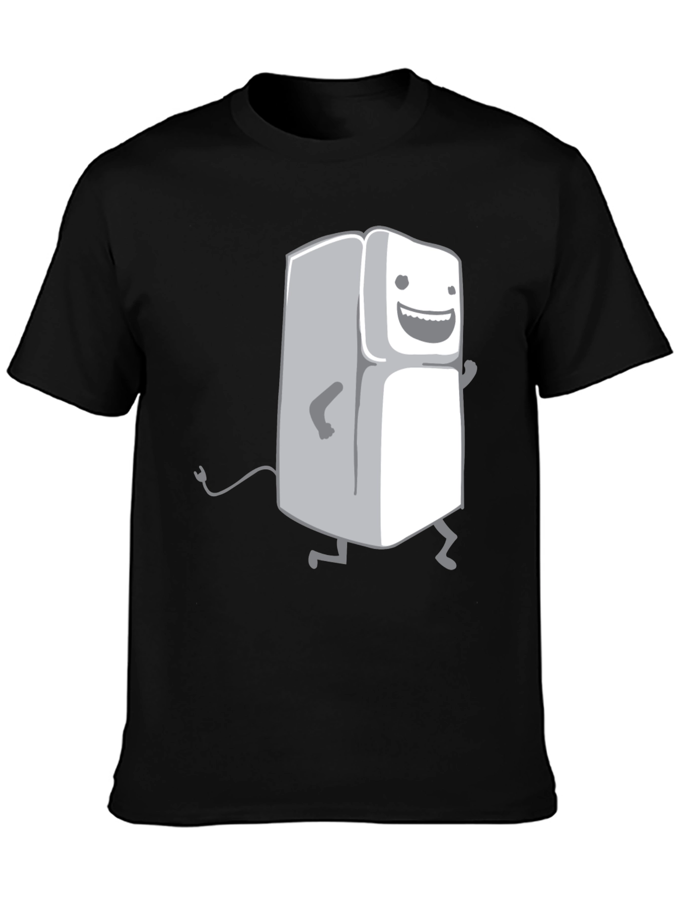 Black Funny Refrigerator Graphic T-Shirt - Black view 3