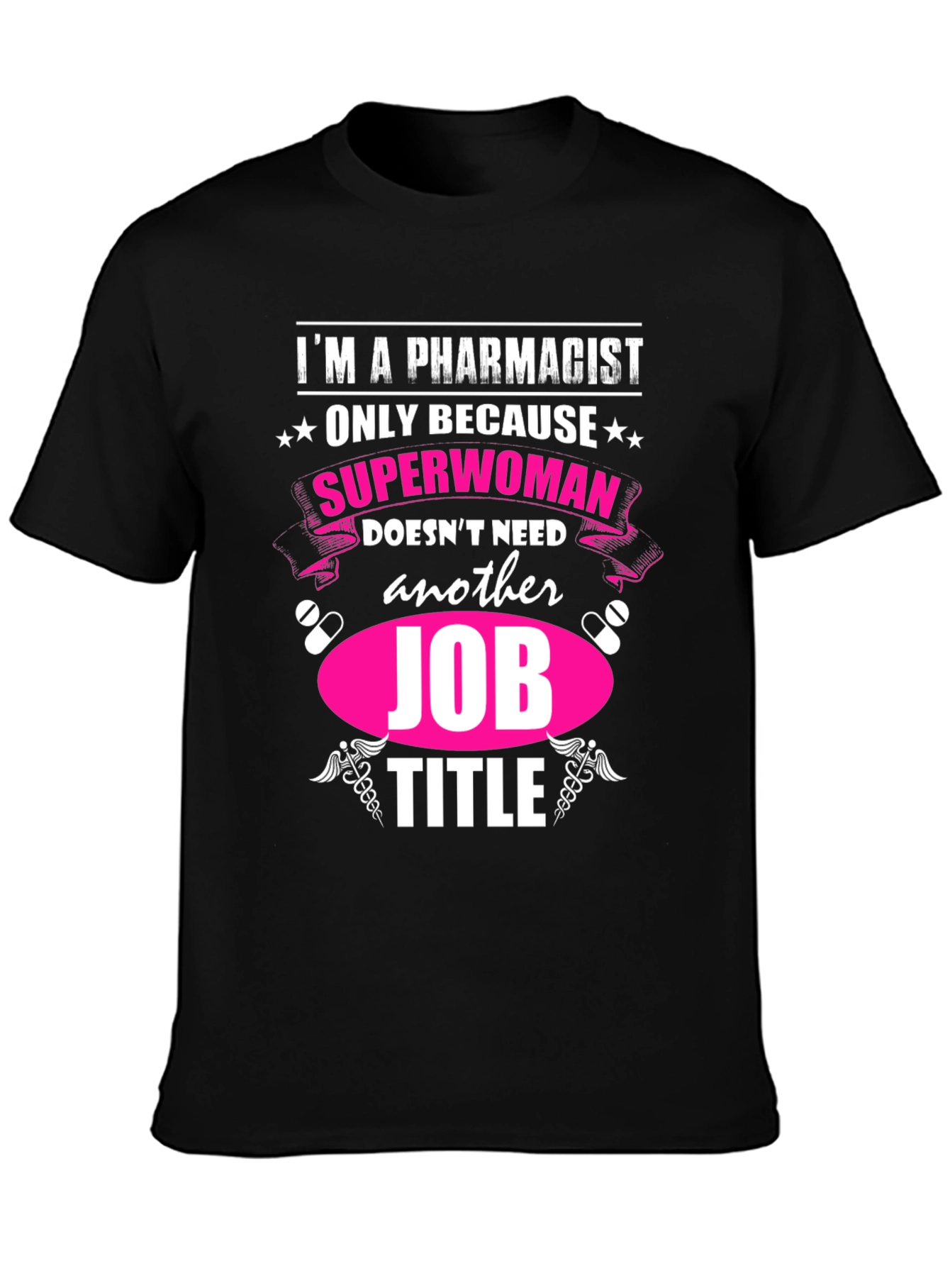 Black Pharmacist Superwoman T-Shirt - Funny Job Title Tee view 3