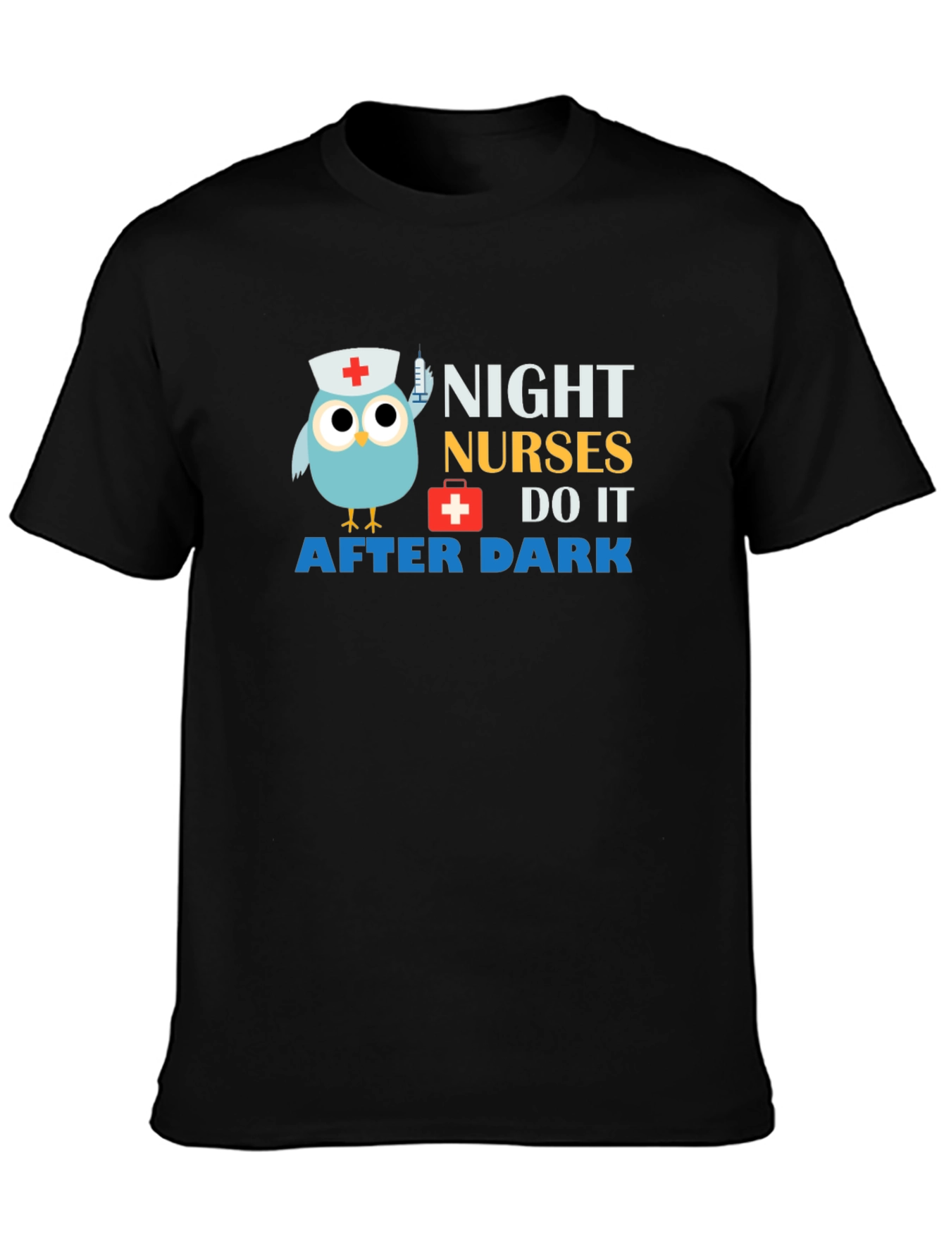 Black Night Nurses Owl T-Shirt Funny Nurse Tee view 3