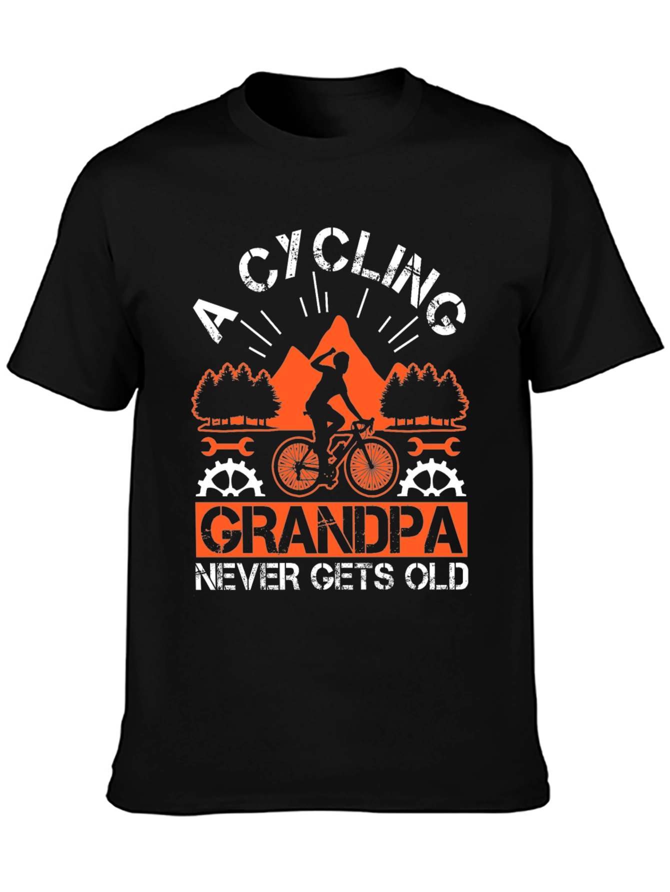Black Cycling Grandpa T-Shirt - Never Gets Old view 3
