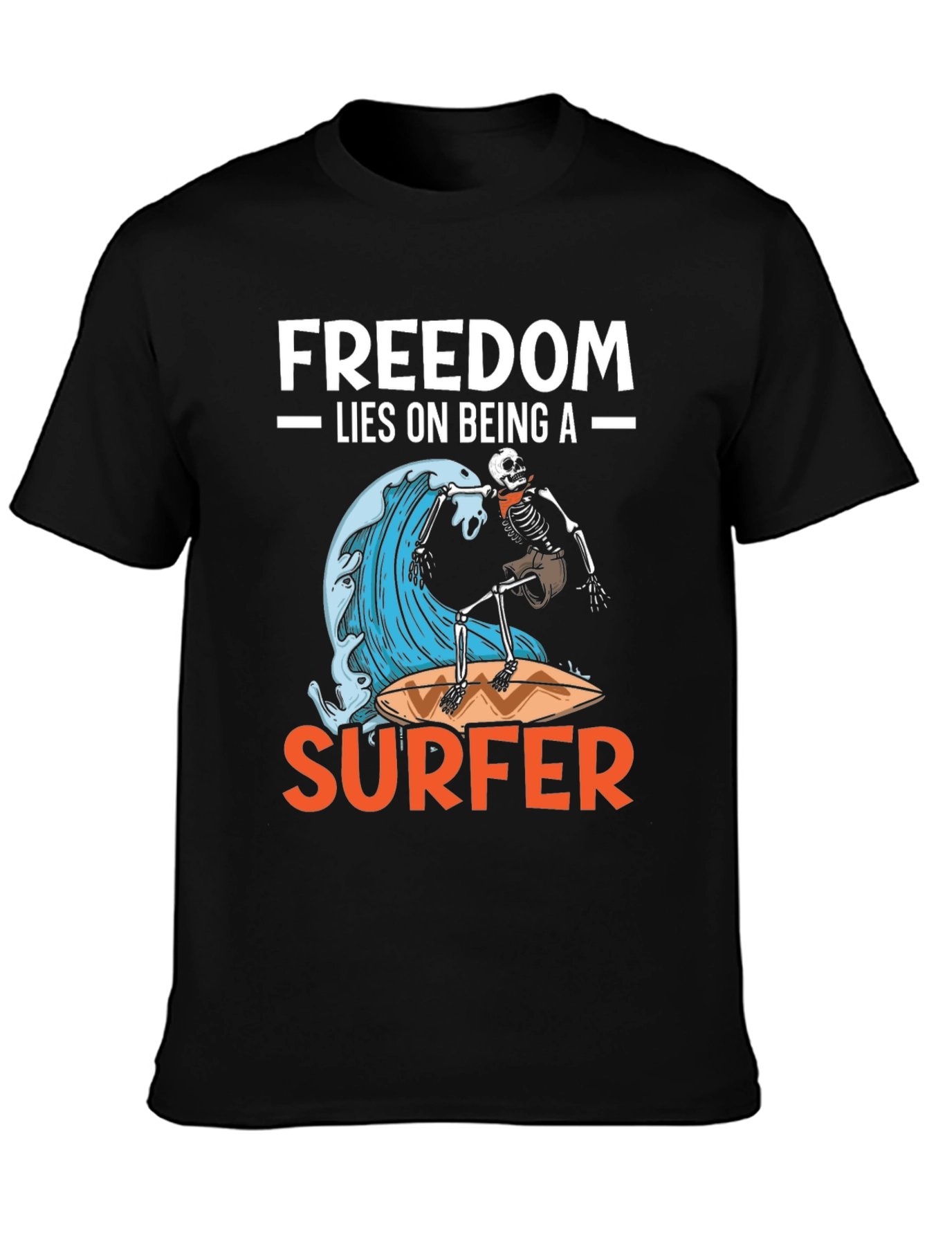 Black Freedom Surfer Graphic Tee - Ride the Wave! view 3