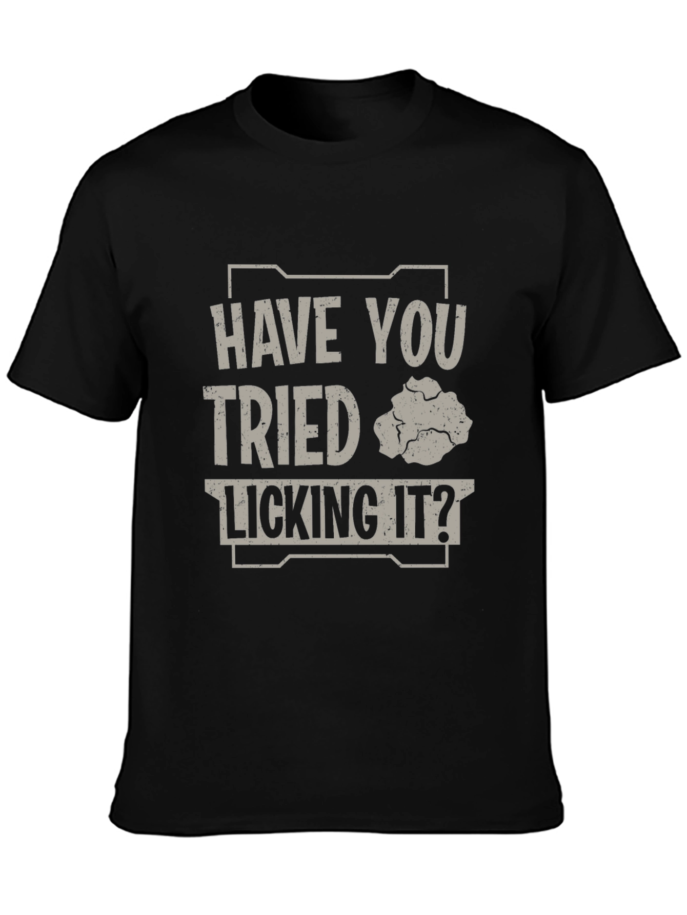 Black Have You Tried Licking It? Graphic Tee - Funny T-Shirt view 3