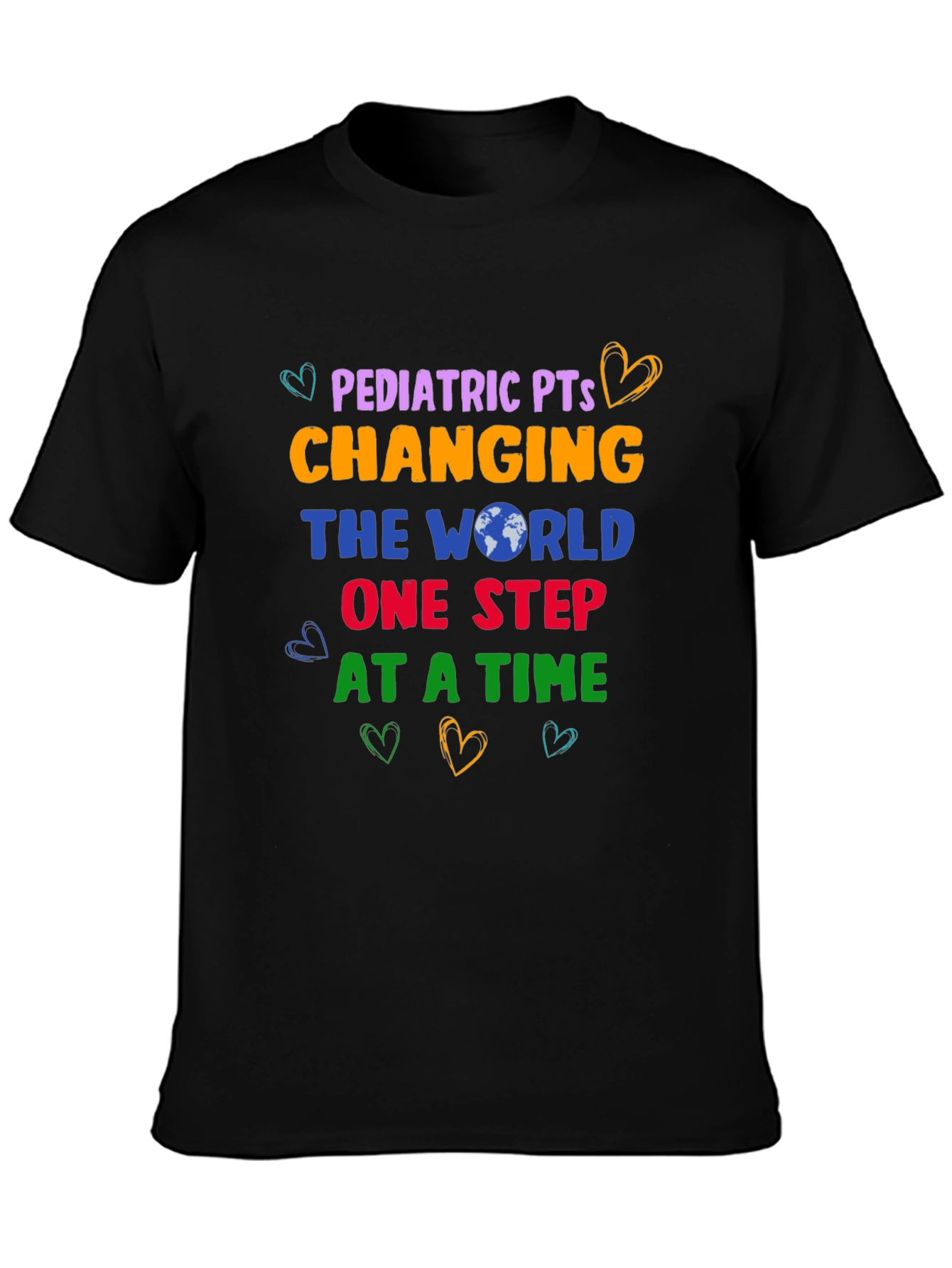 Black Pediatric PT Changing The World T-Shirt view 3