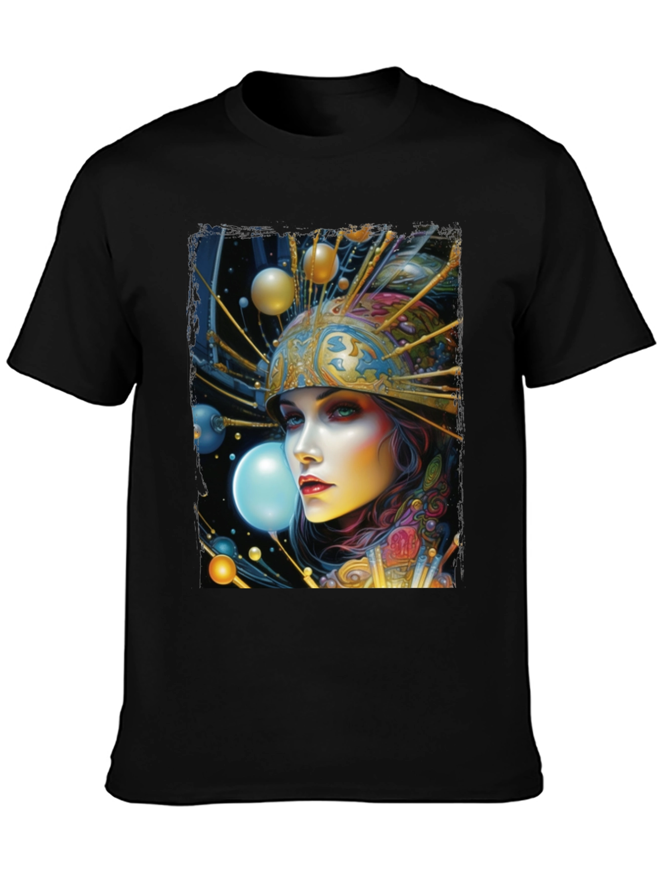 Black Surreal Woman Graphic Tee - Black view 3