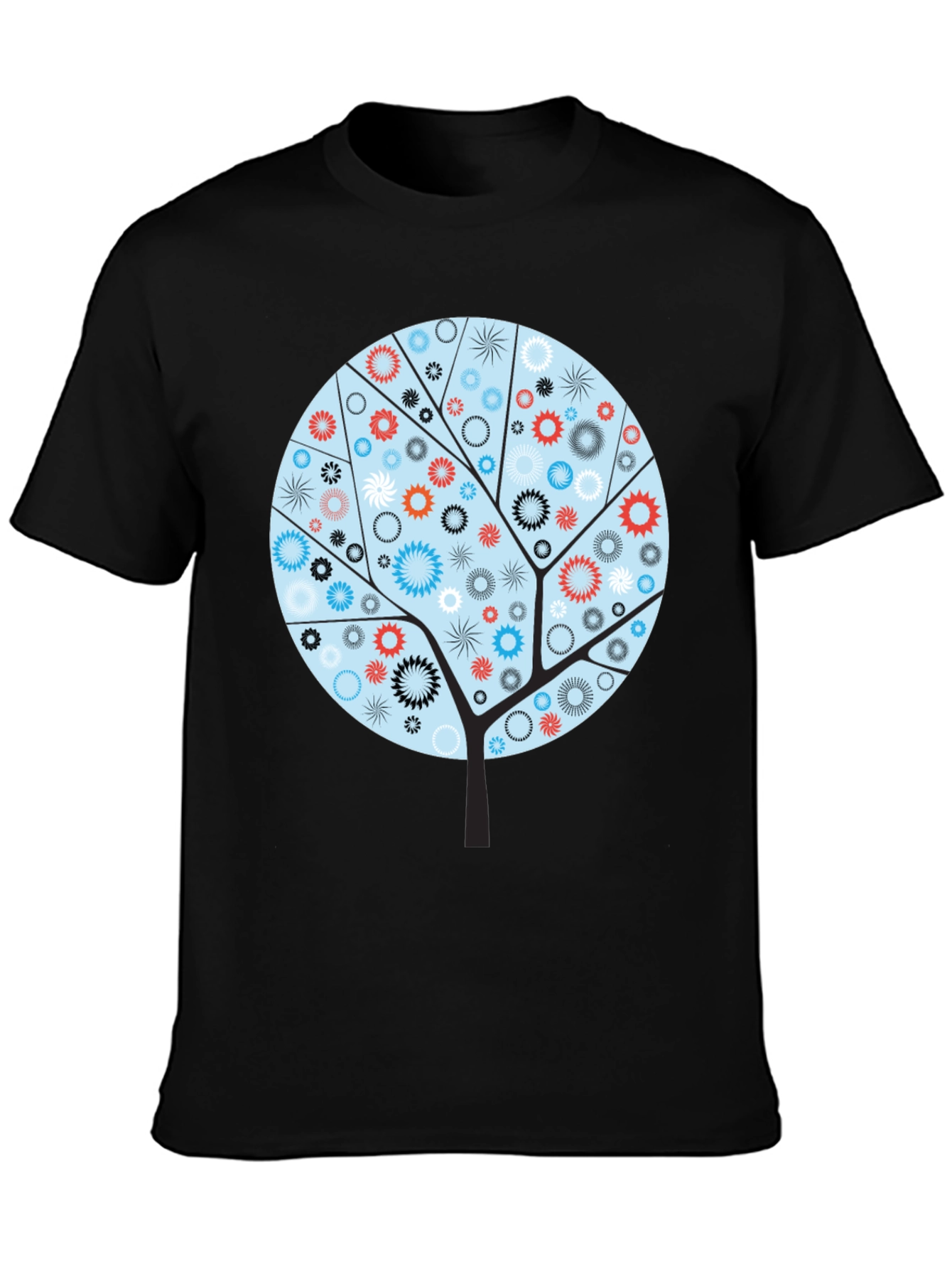 Black Abstract Floral Tree Graphic Tee - Modern Style view 3