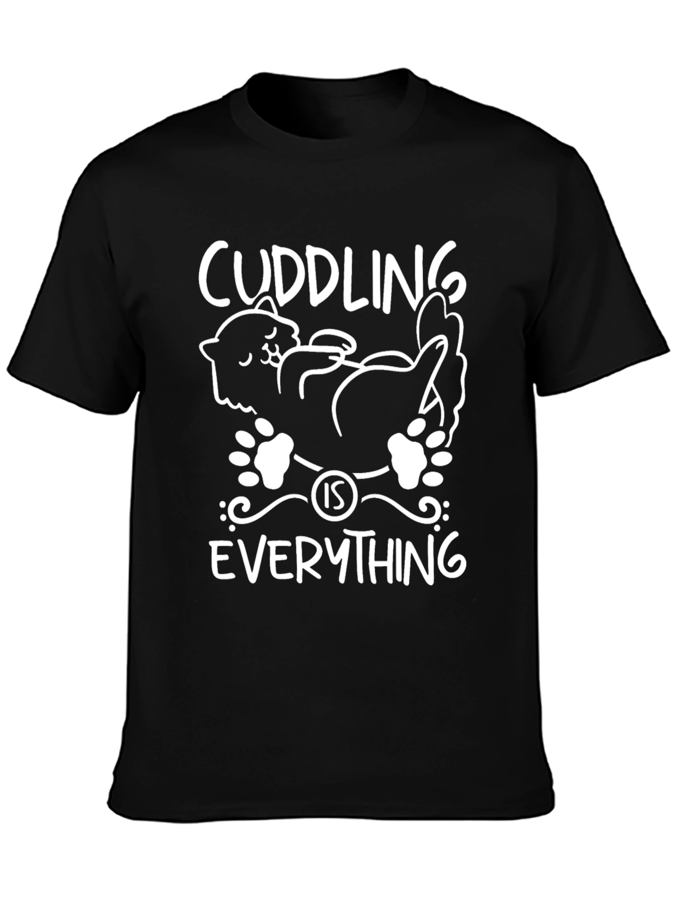 Black Cuddling is Everything Cat Graphic Tee - Black view 3
