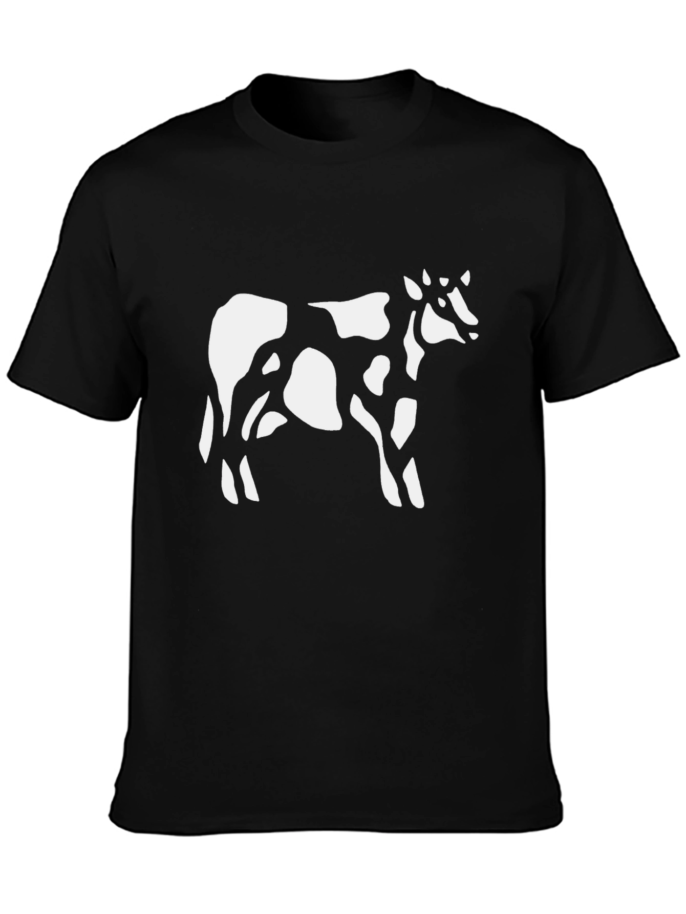 Black Cow Print Black T-Shirt view 3