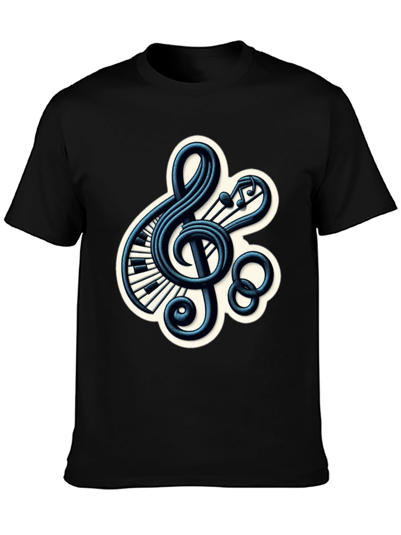 Black Musical Treble Clef Graphic Tee view 3