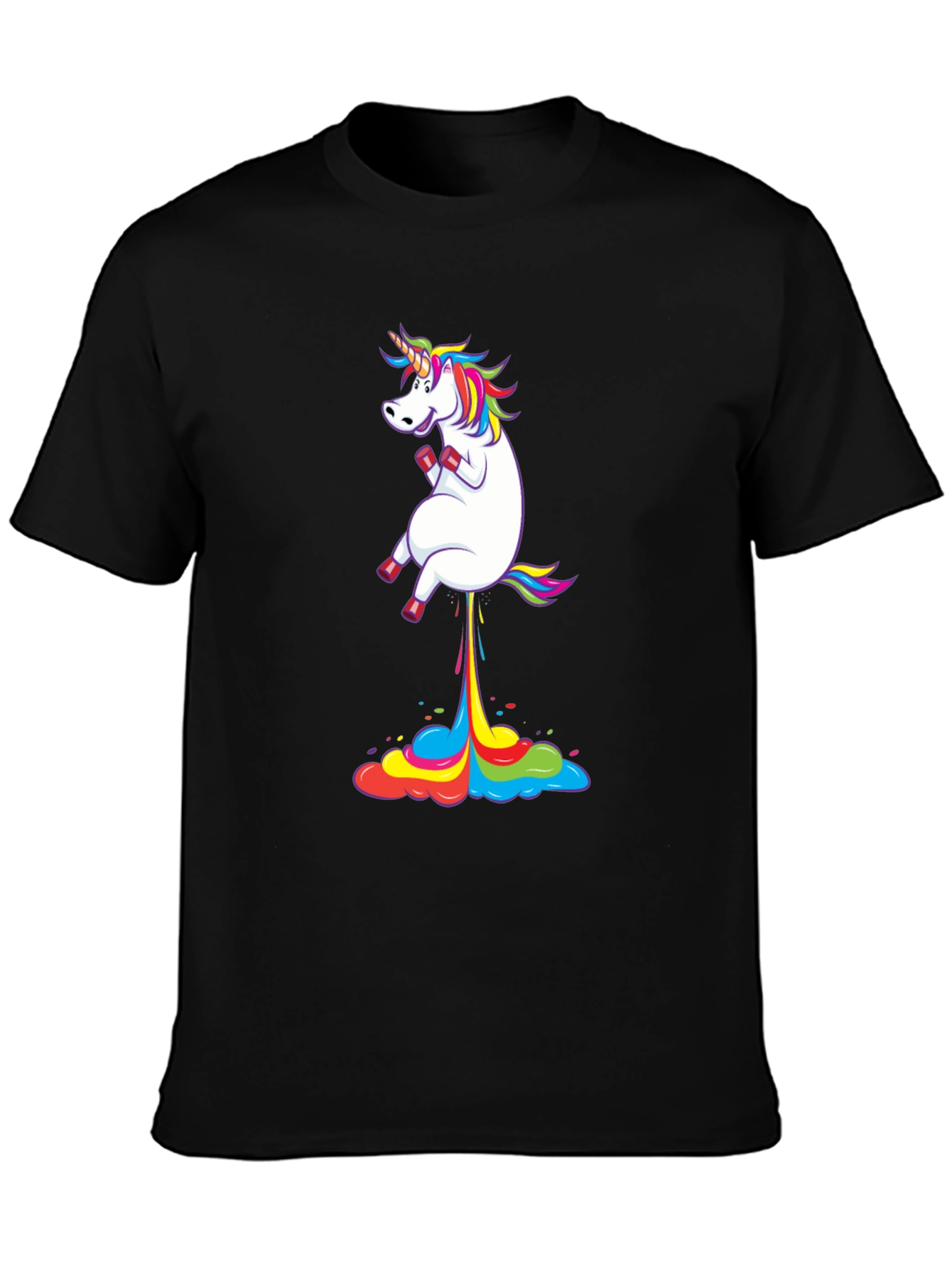 Black Unicorn Rainbow Fart T-Shirt Funny Novelty Tee view 3