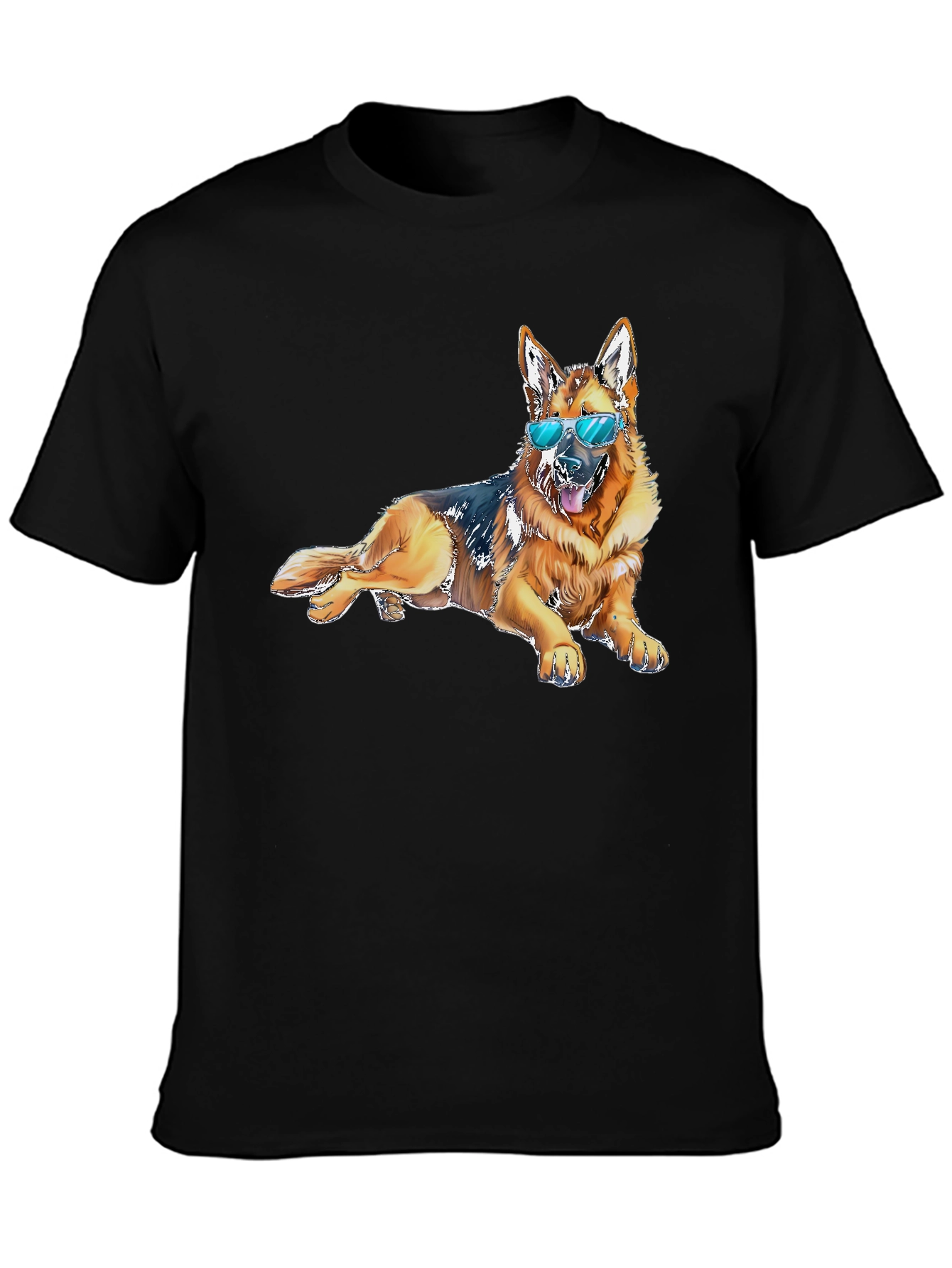 Black Cool Dog T-Shirt - Relaxed German Shepherd view 3