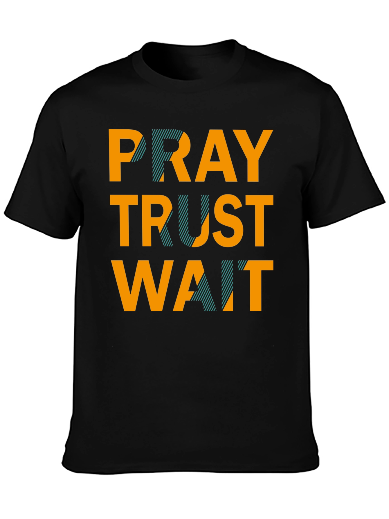 Black Pray Trust Wait Graphic Tee - Black Casual T-Shirt view 3