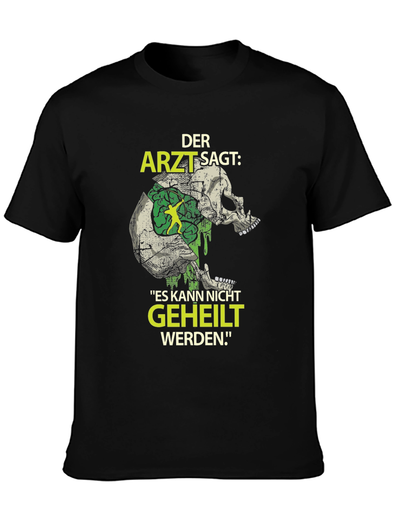 Black Zombie Brain Skull T-Shirt - Der Arzt Sagt view 3