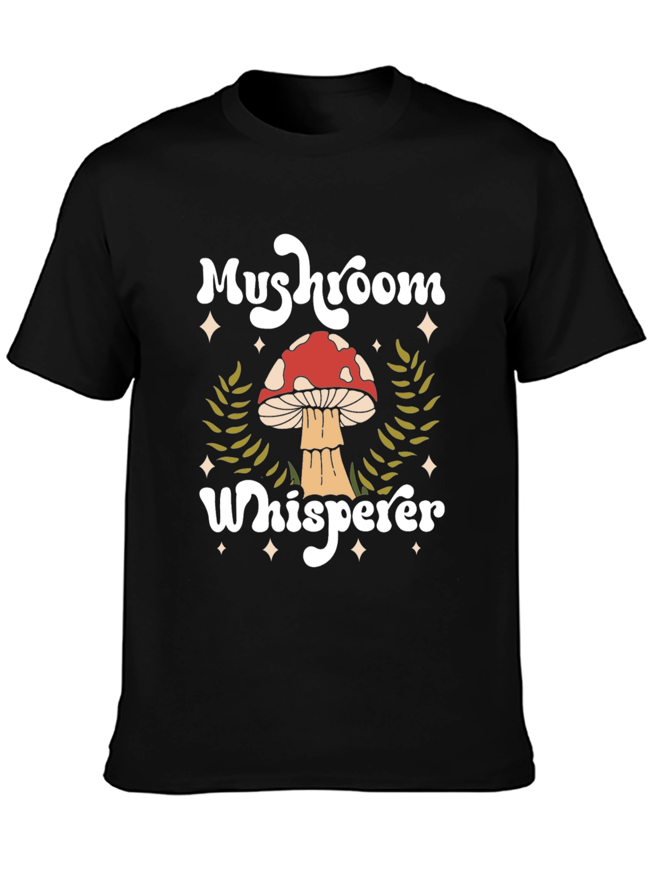 Black Mushroom Whisperer Graphic Tee - Nature Lover Shirt view 3